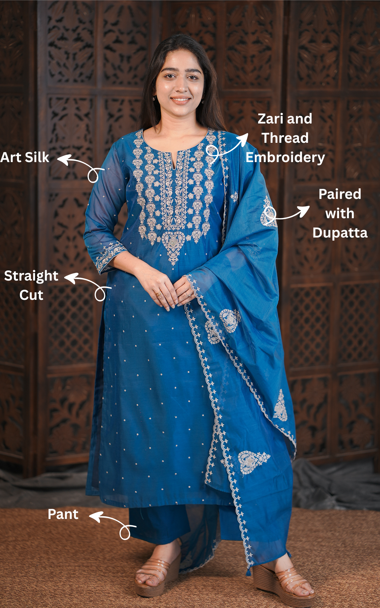 Traditional art silk kurti with dupatta set for women
Comfortable and trendy art silk kurti set for women