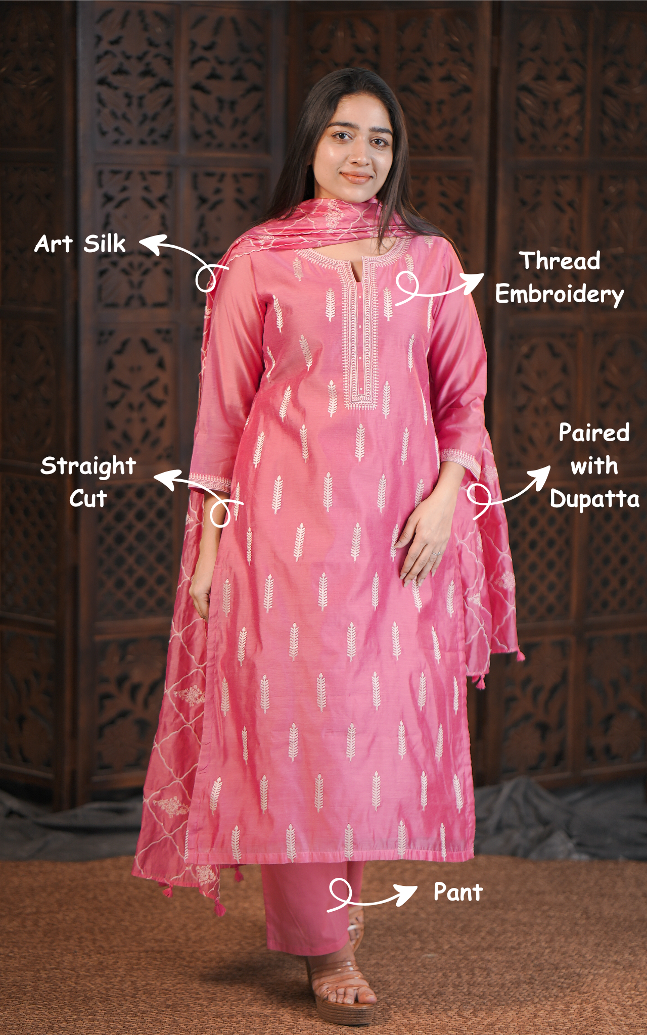 Pavazham (Kurti+Pant+Dupatta)