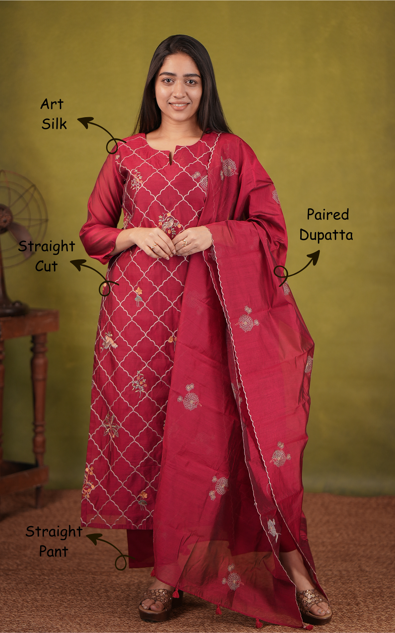 Arul Mozhi (Kurti+Pant+Dupatta)