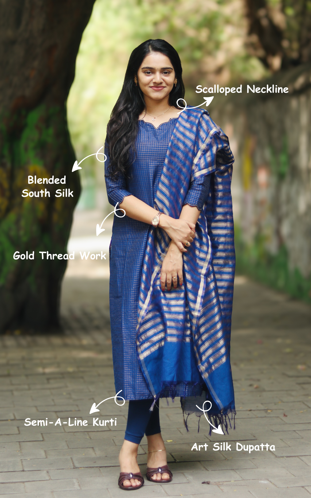 Narumugai Blue (Kurti+Dupatta)
