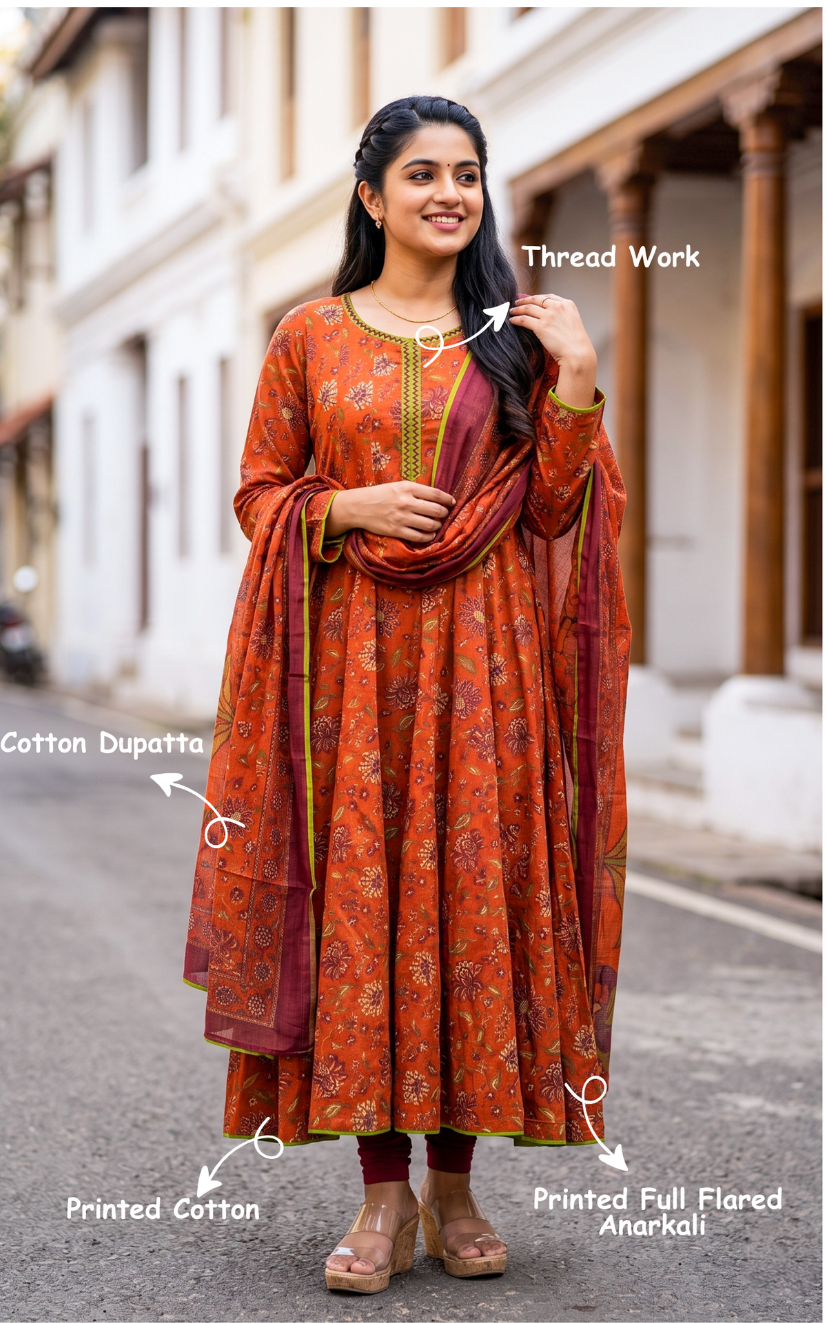 Thendral Rust (Kurti+Dupatta)