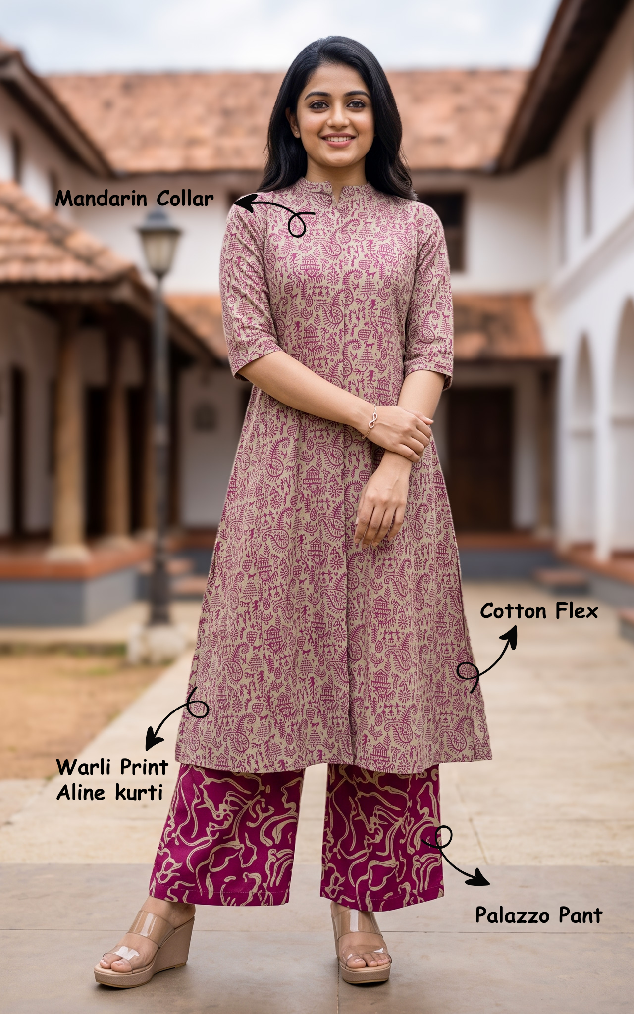 Shisha Burgundy (Kurti+Pant)
