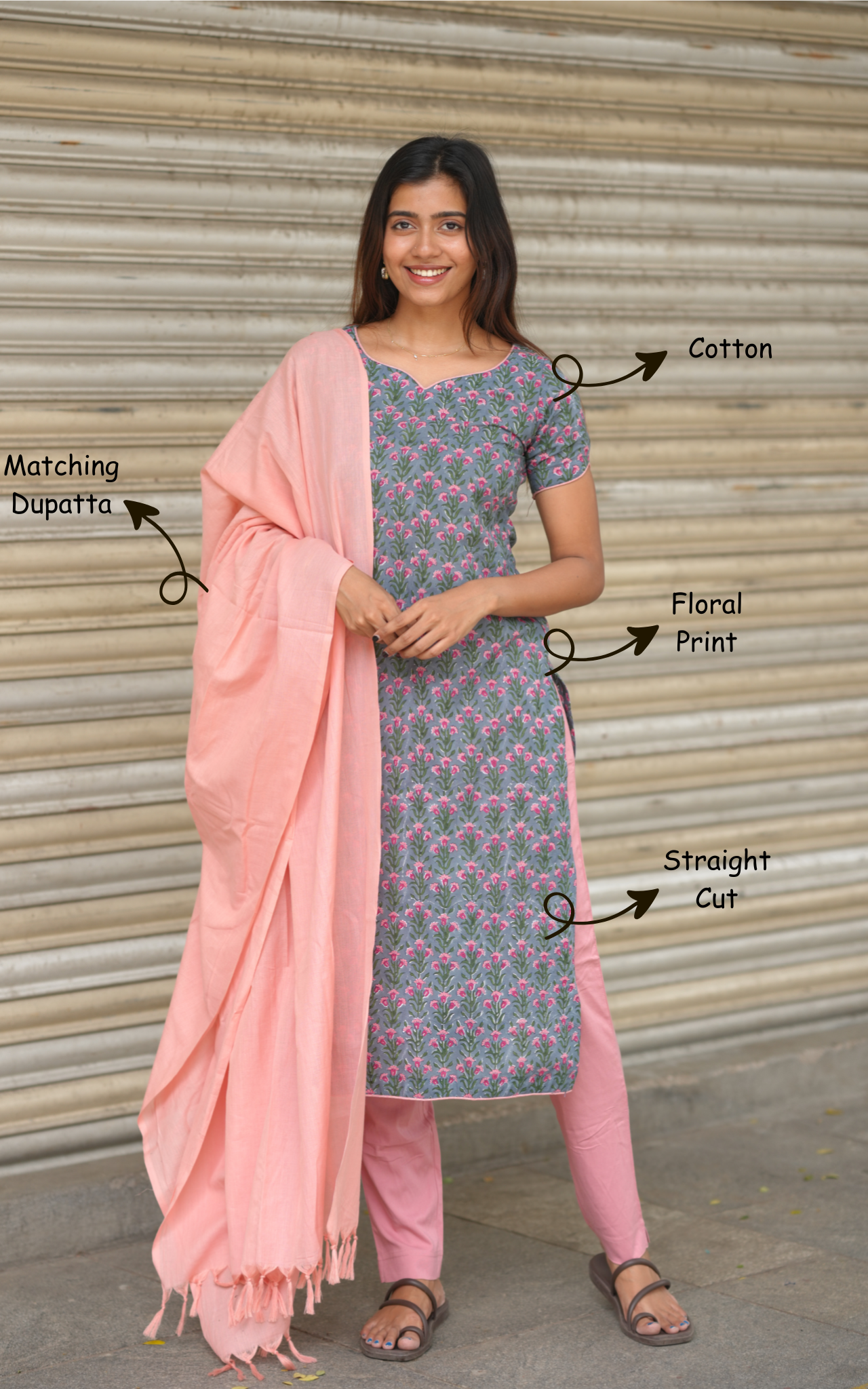 Straight-cut kurti set for women