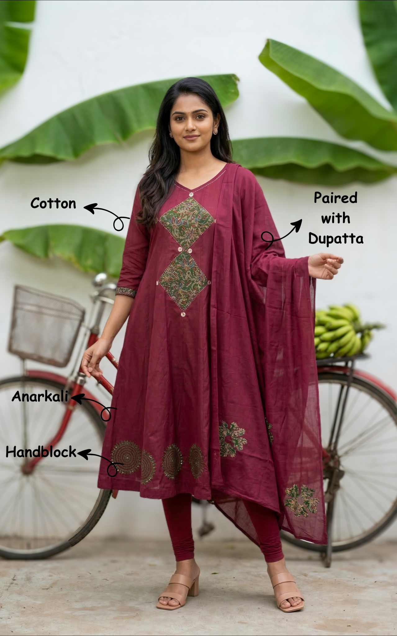 Shonali Maroon (Kurti+Dupatta)