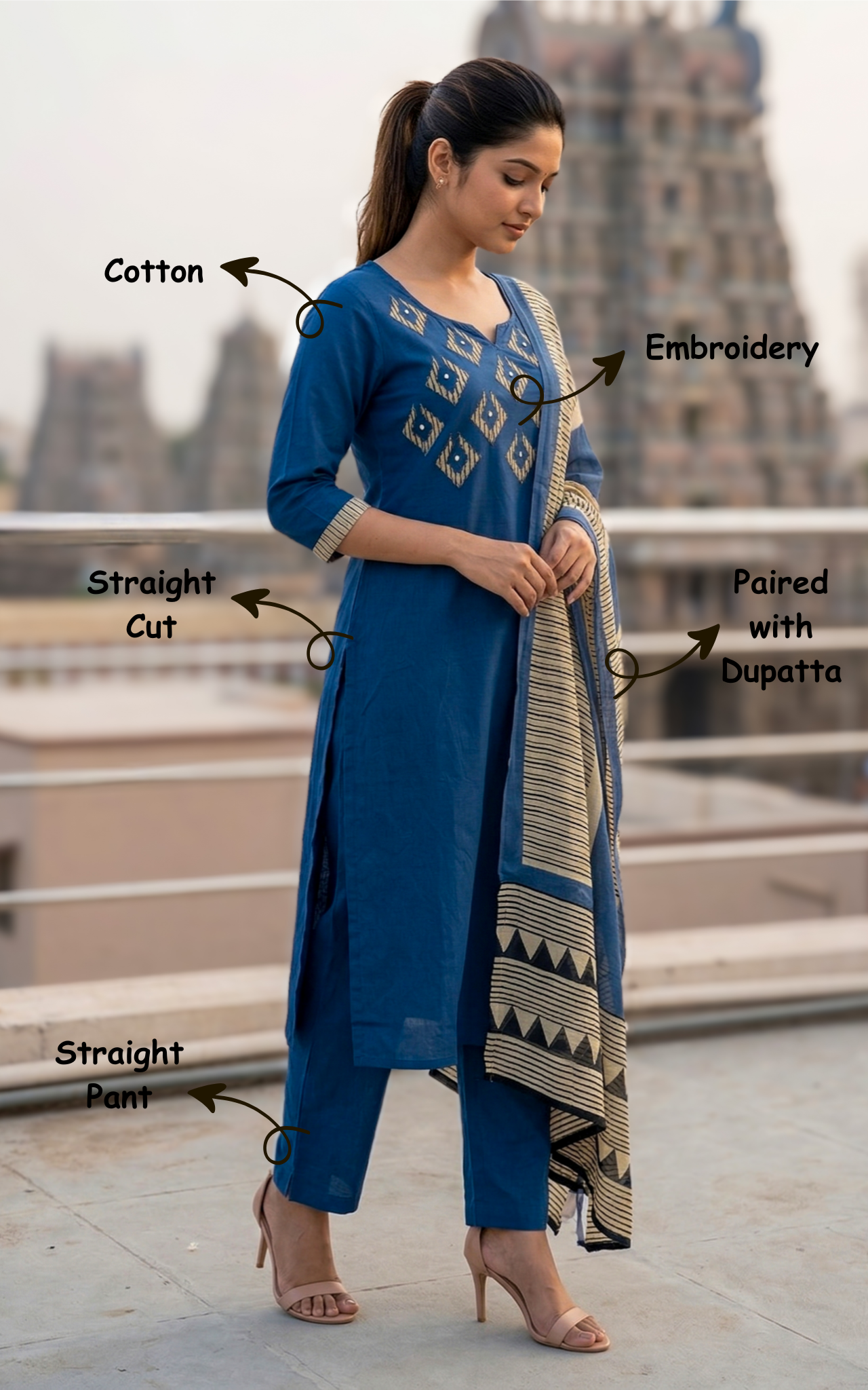 Sofia Blue (Kurti+Pant+Dupatta)