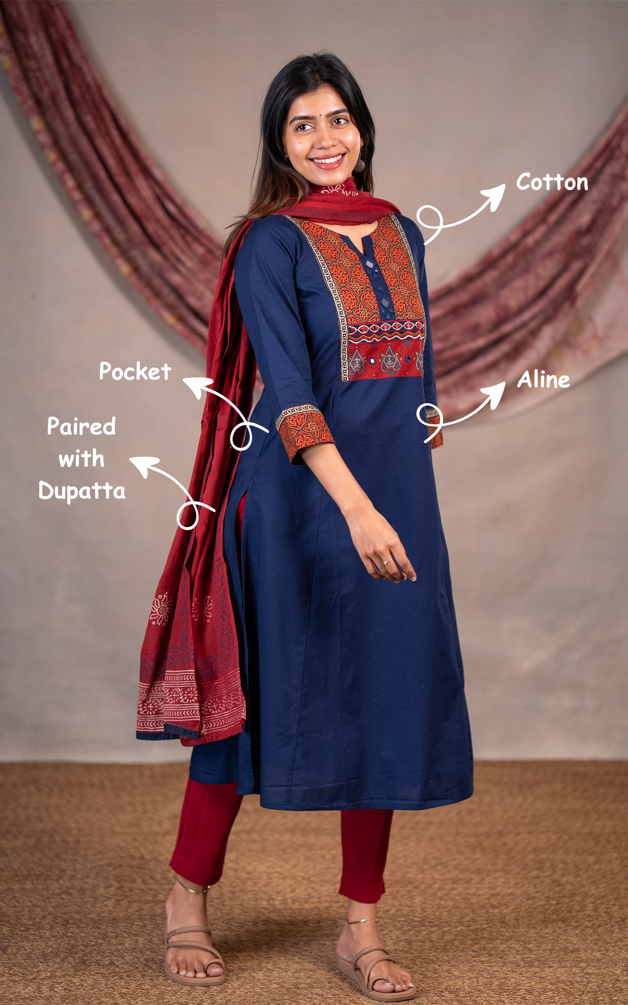 Tharshika (Kurti+Dupatta)
