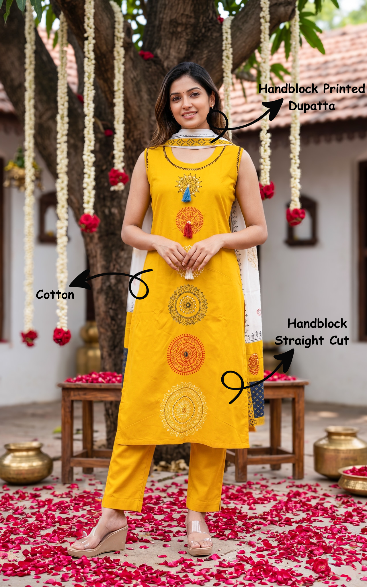 Aurumaya D Handblock (Kurti+Dupatta)