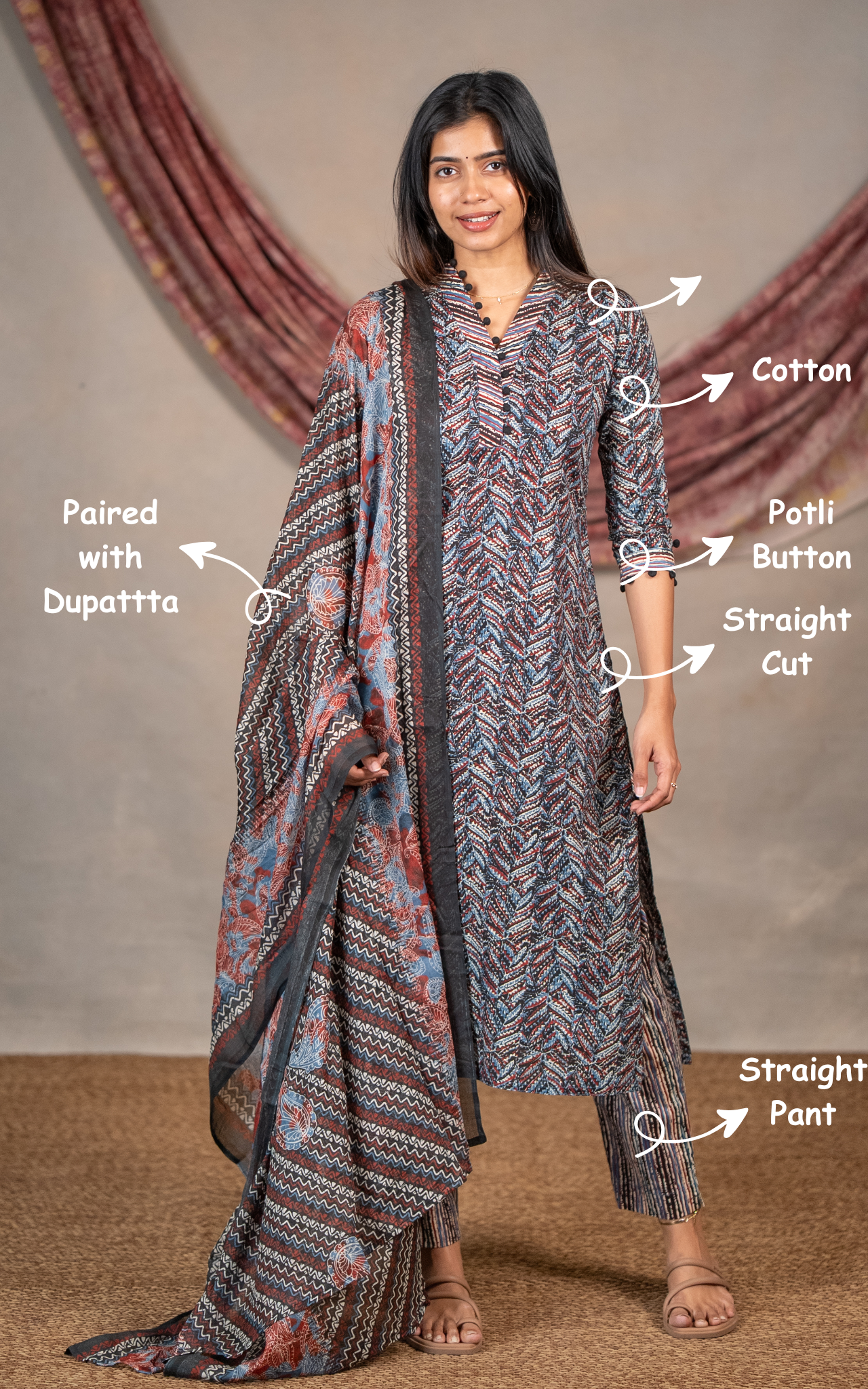 Daily Wear Breathable Cotton Kurti With Dupatta