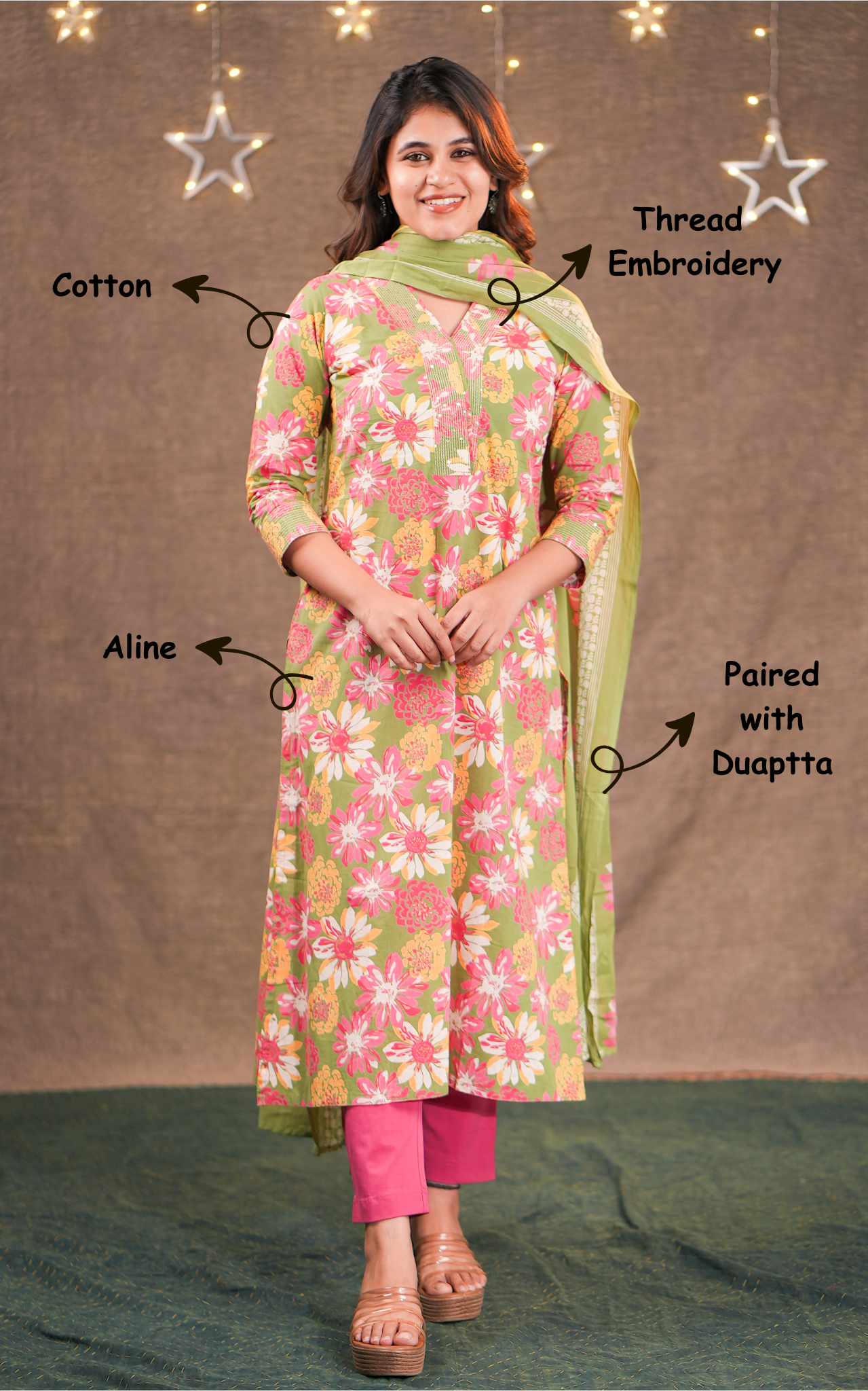 Aline kurti with dupatta 