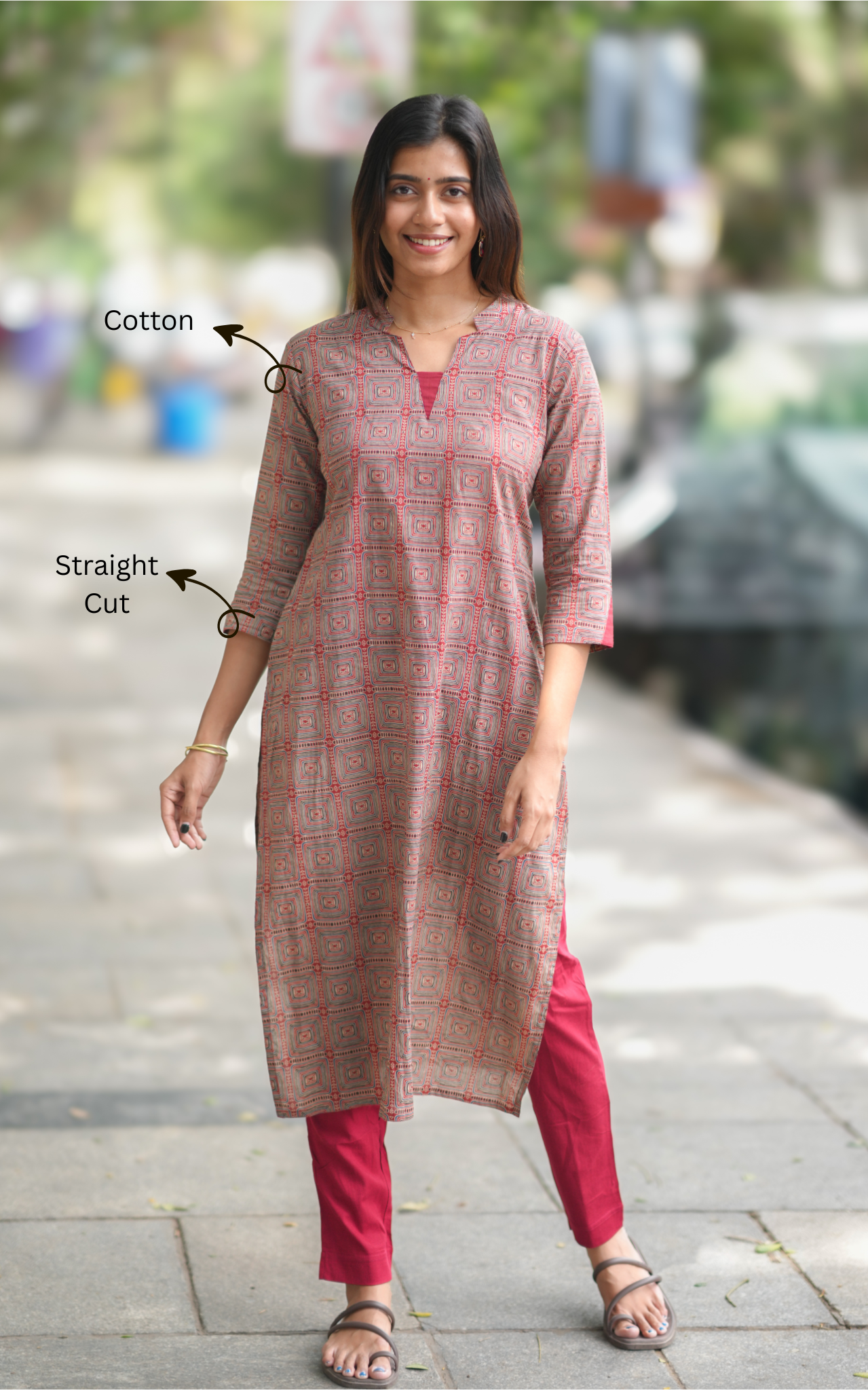 Straight-cut kurti.