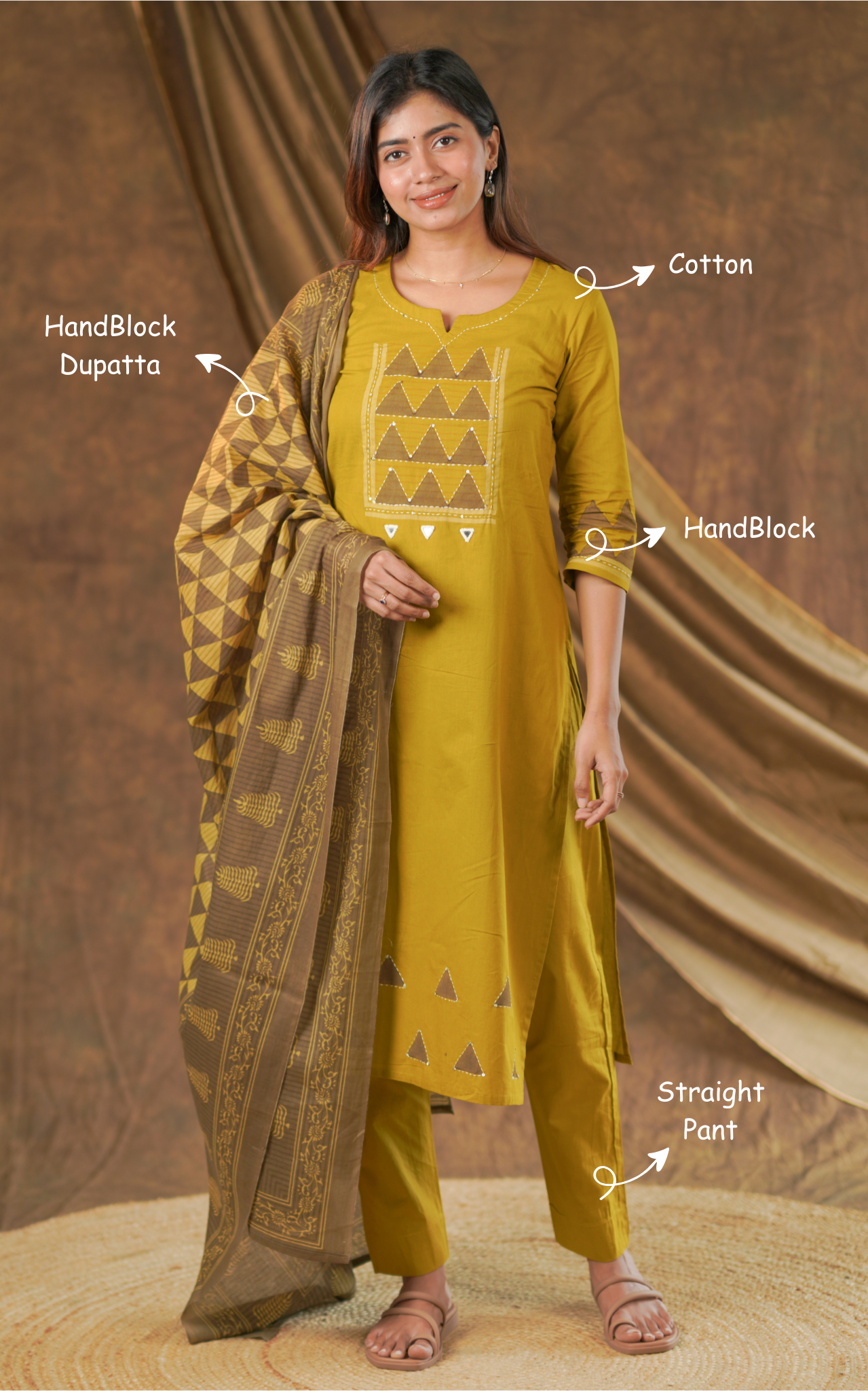 Cotton straight cut kurti sets 