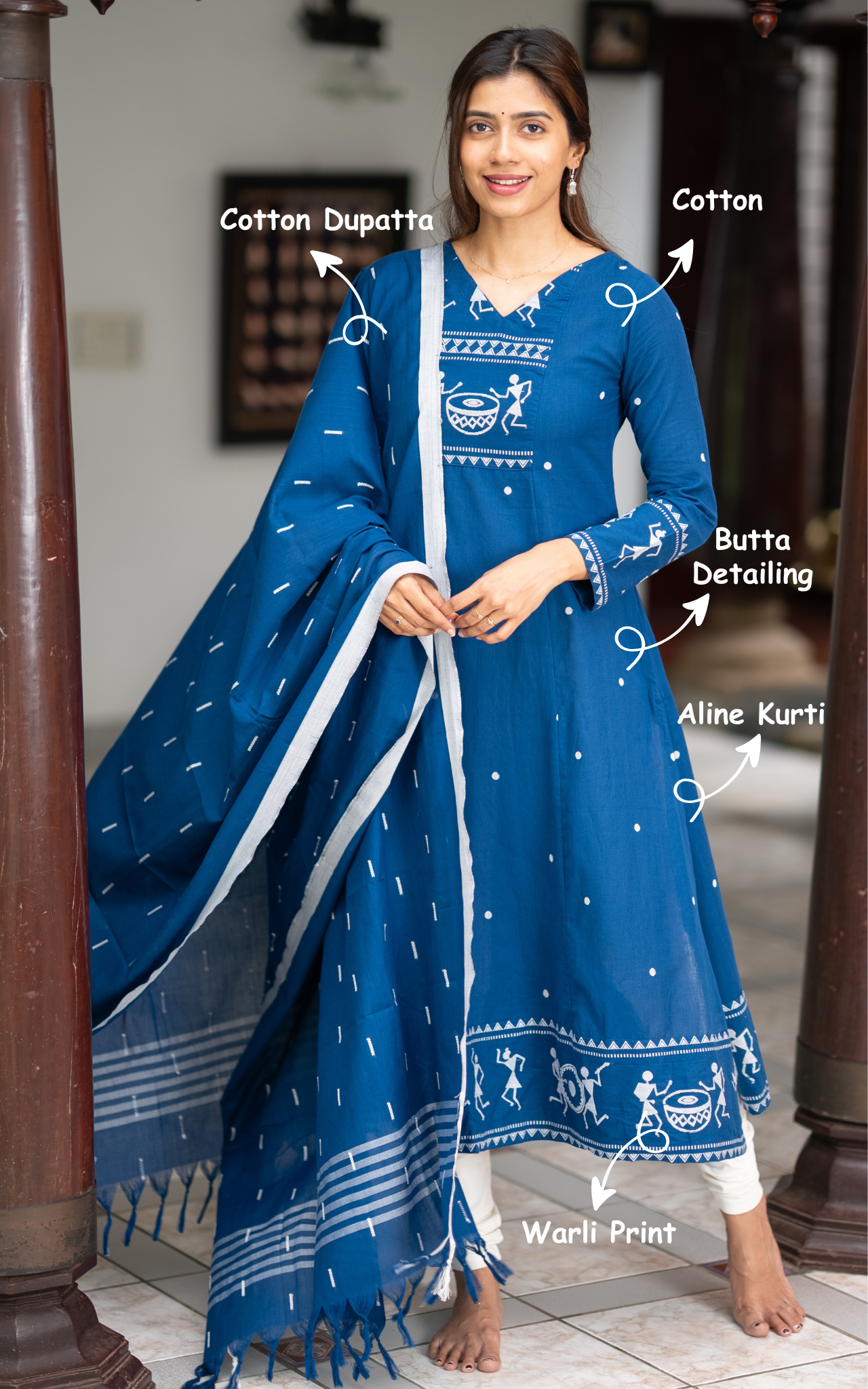 Marudham Blue (Kurti+Dupatta)