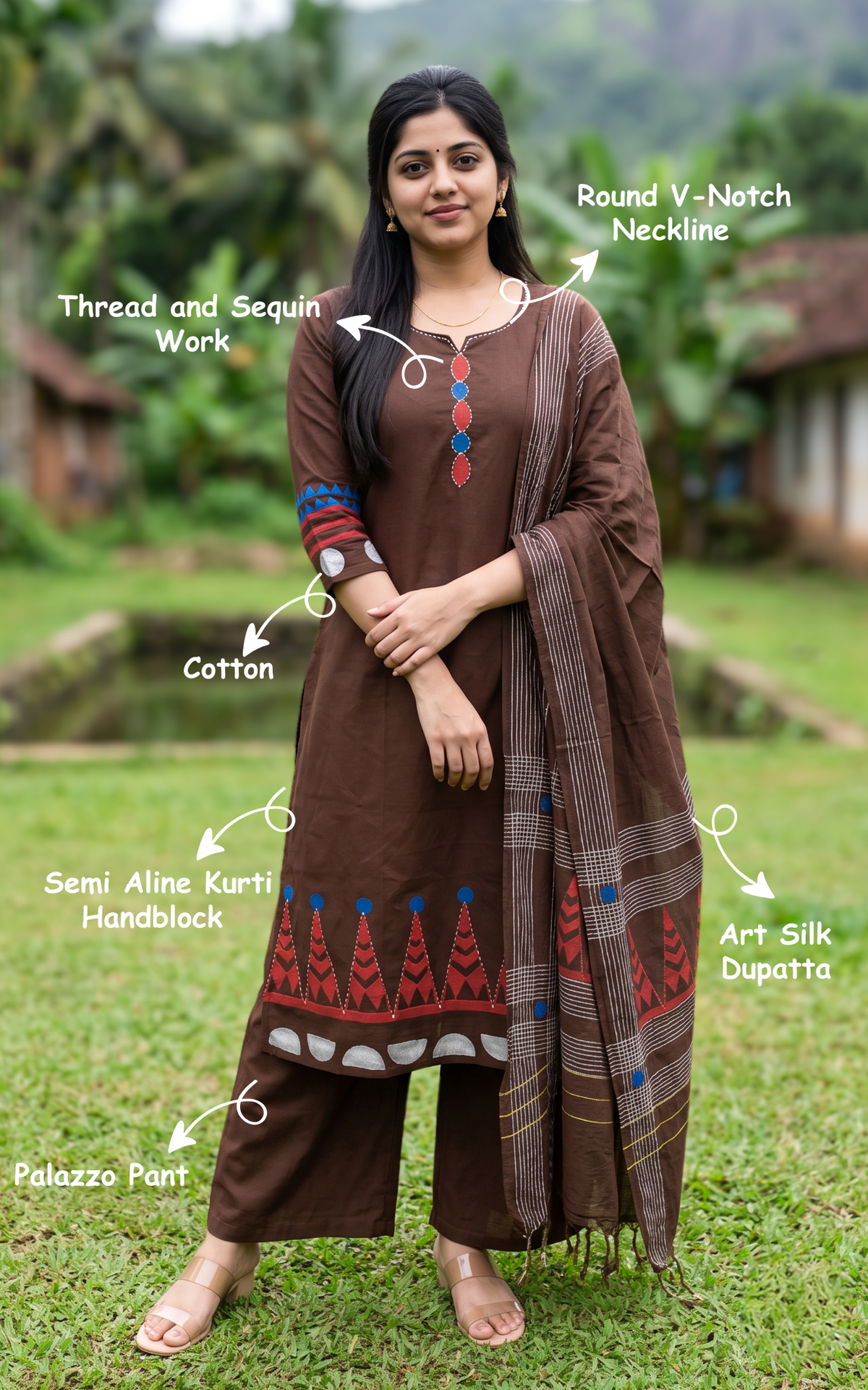 Olivizhi Handblock (Kurti+Pant+Dupatta)