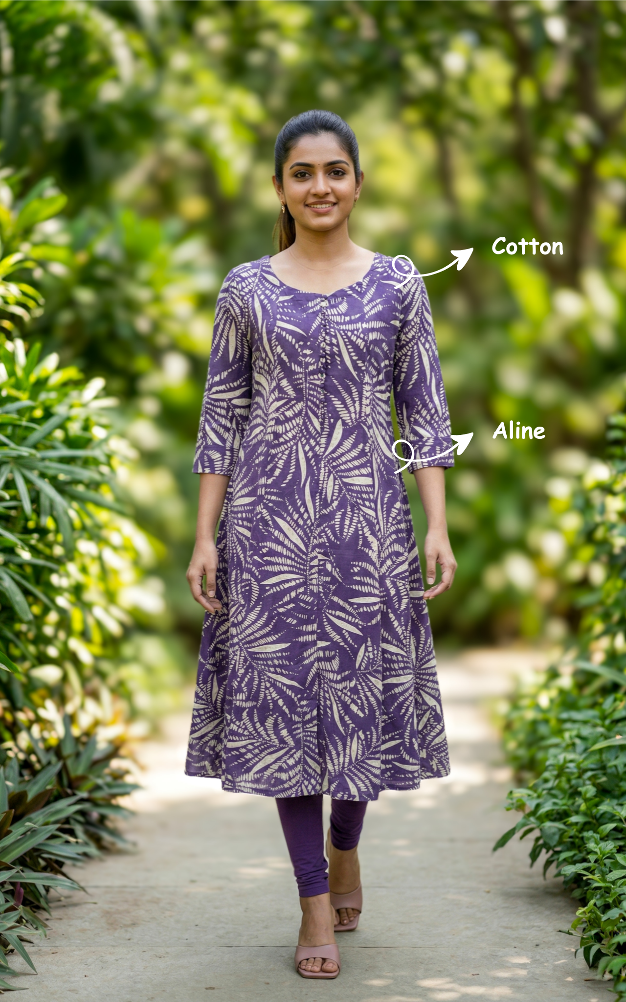 Ethnic Muted Purple A-Line Kurti with Slits
