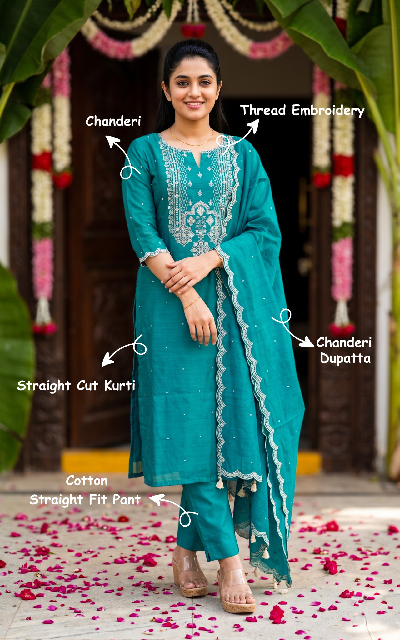 Maadhu Blue (Kurti+Pant+Dupatta)