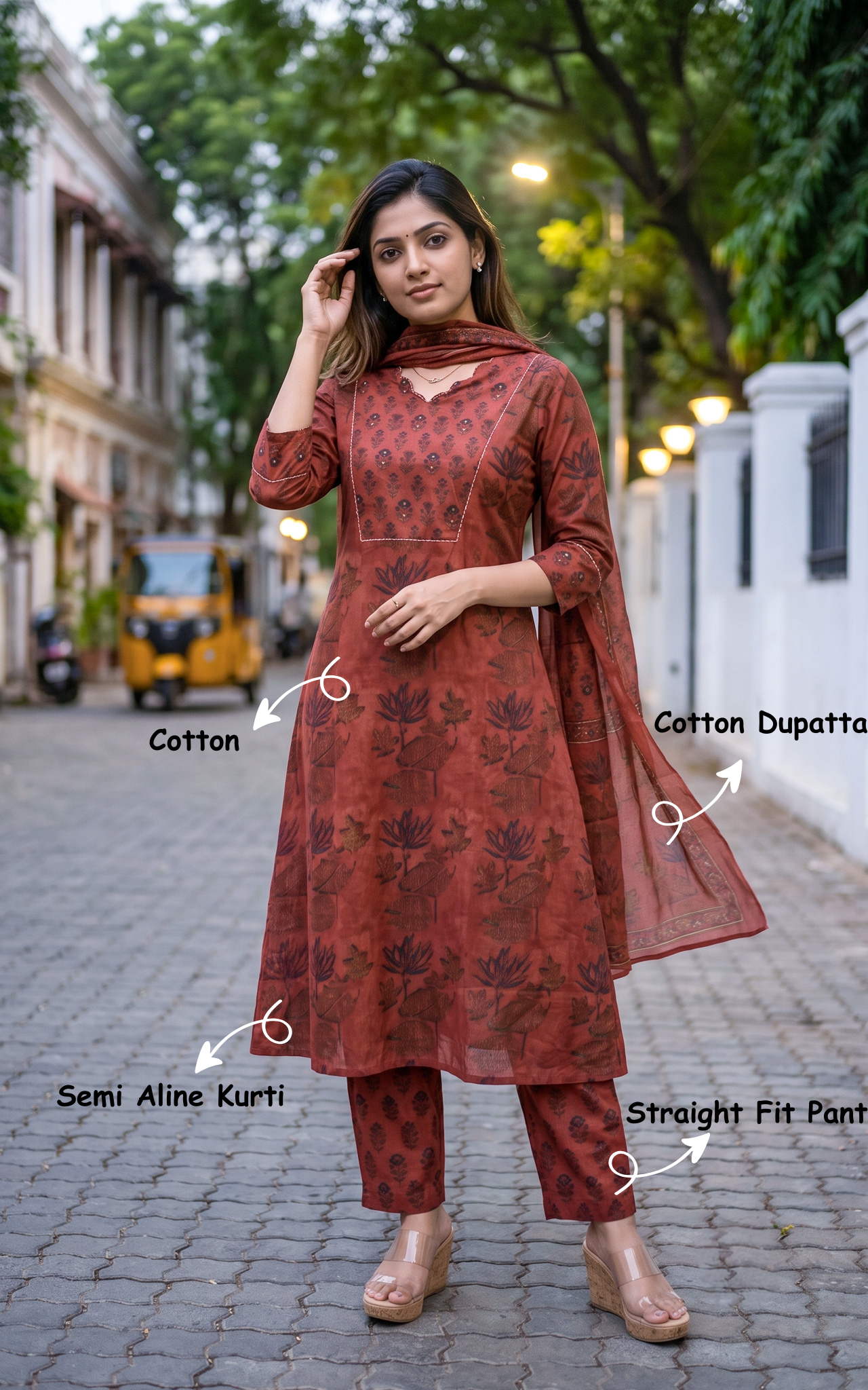Gauthami B (Kurti+Pant+Dupatta)