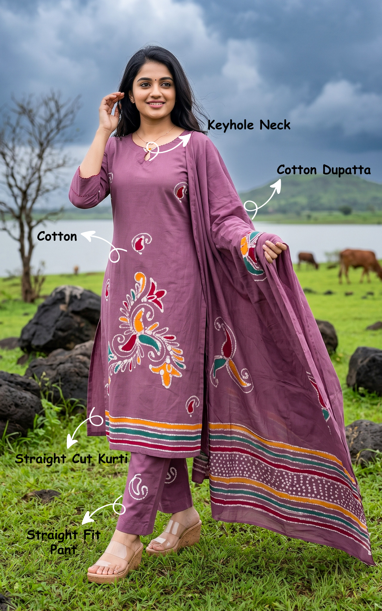Ilavarasi Mauve (Kurti+Pant+Dupatta)