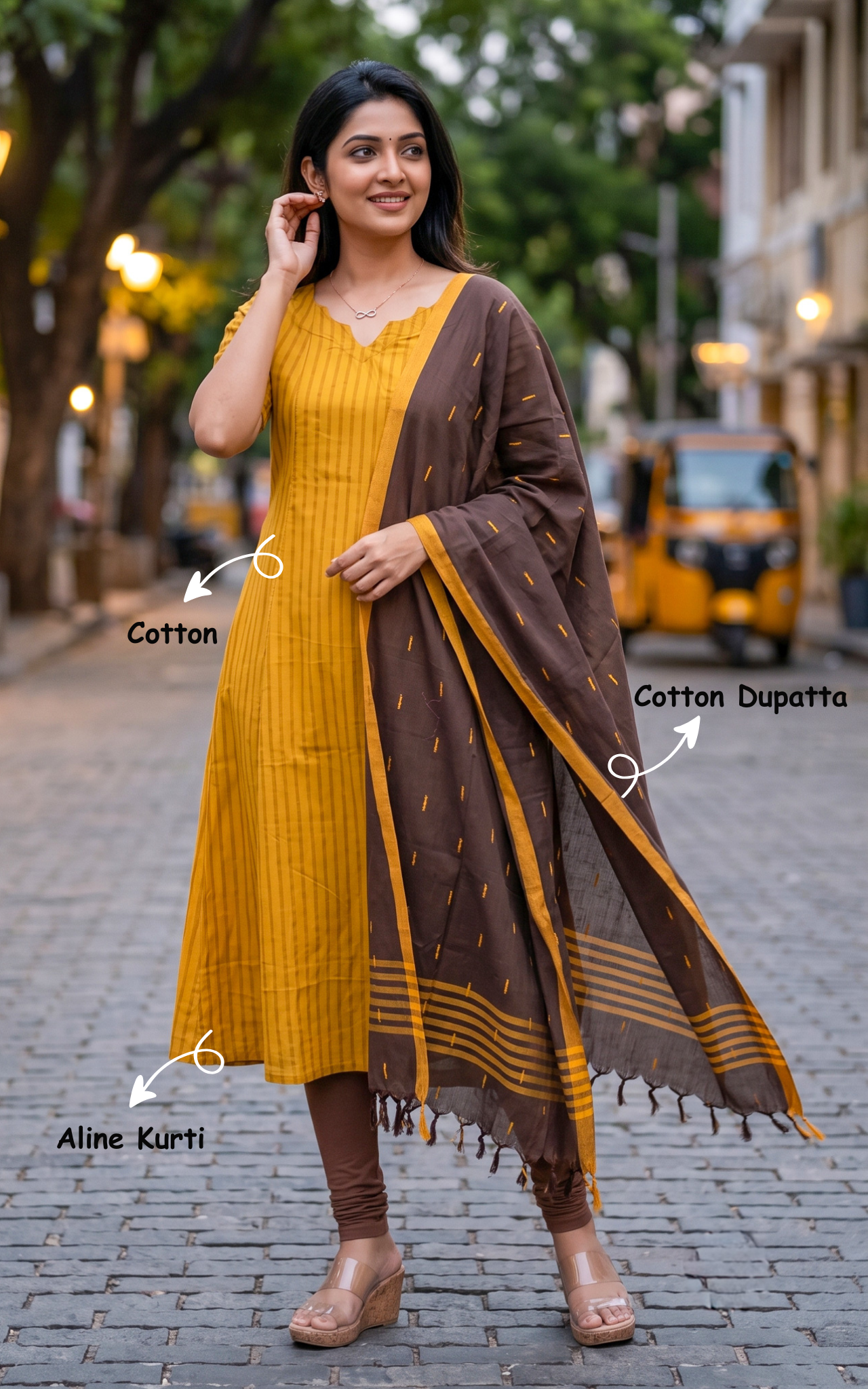 Magizharasi Mustard (Kurti+Dupatta)