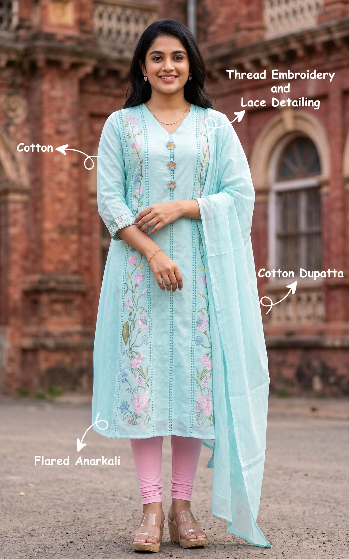 Isaiyazhini Light Sky Blue (Kurti+Dupatta)