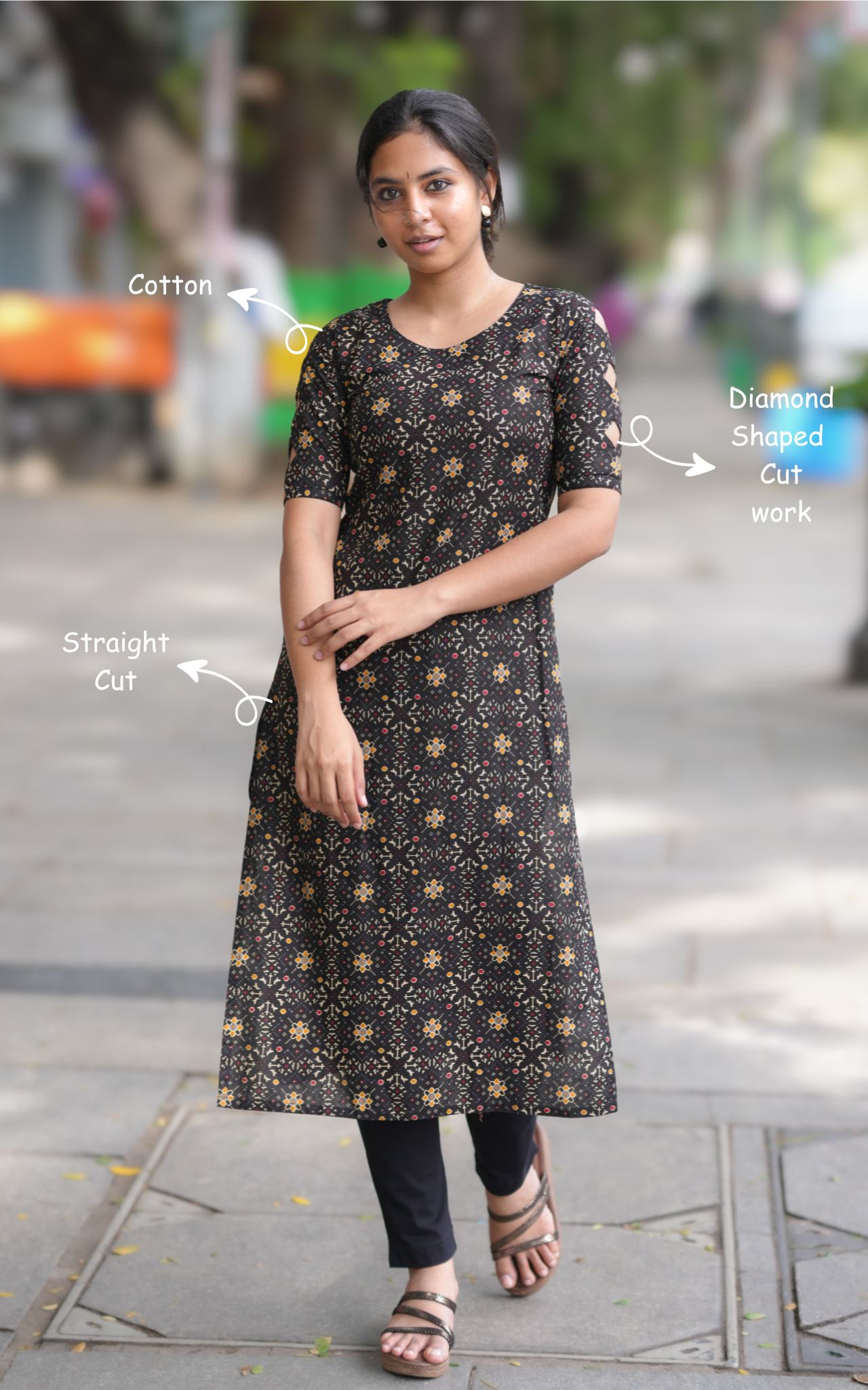 Printed straight cut kurti for women