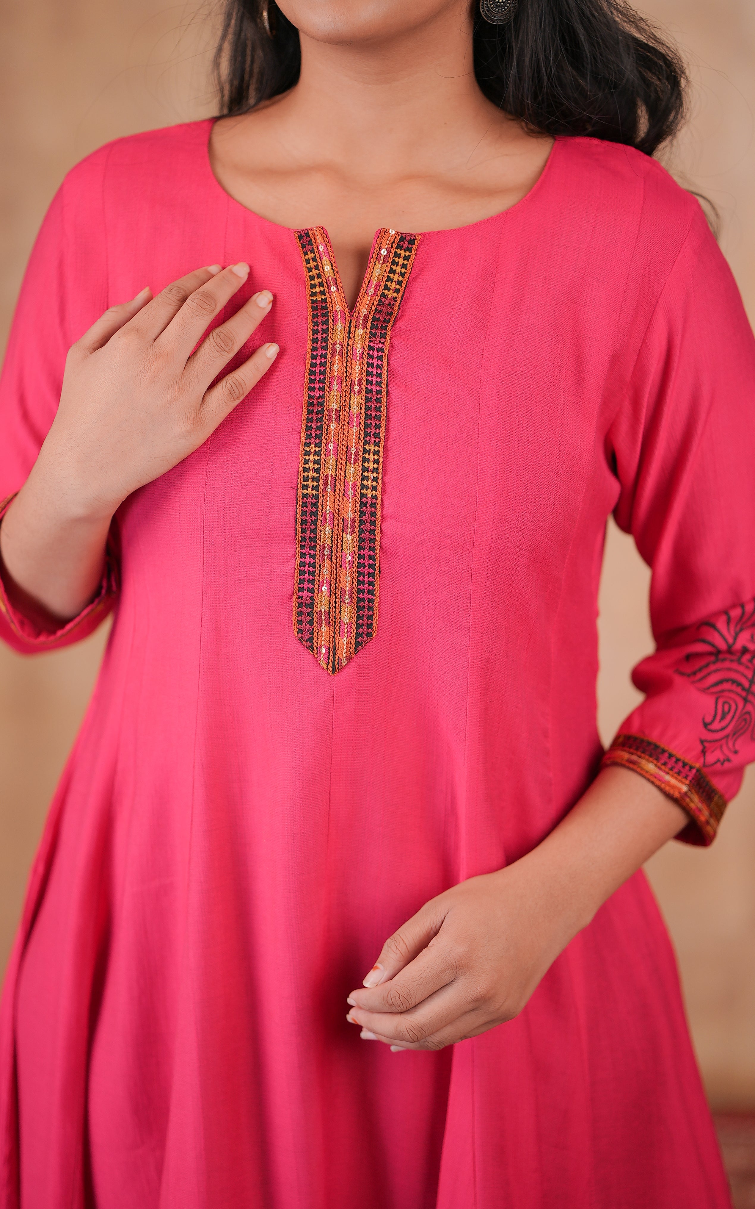 Festive wear rayon embroidered anarkali kurti for women