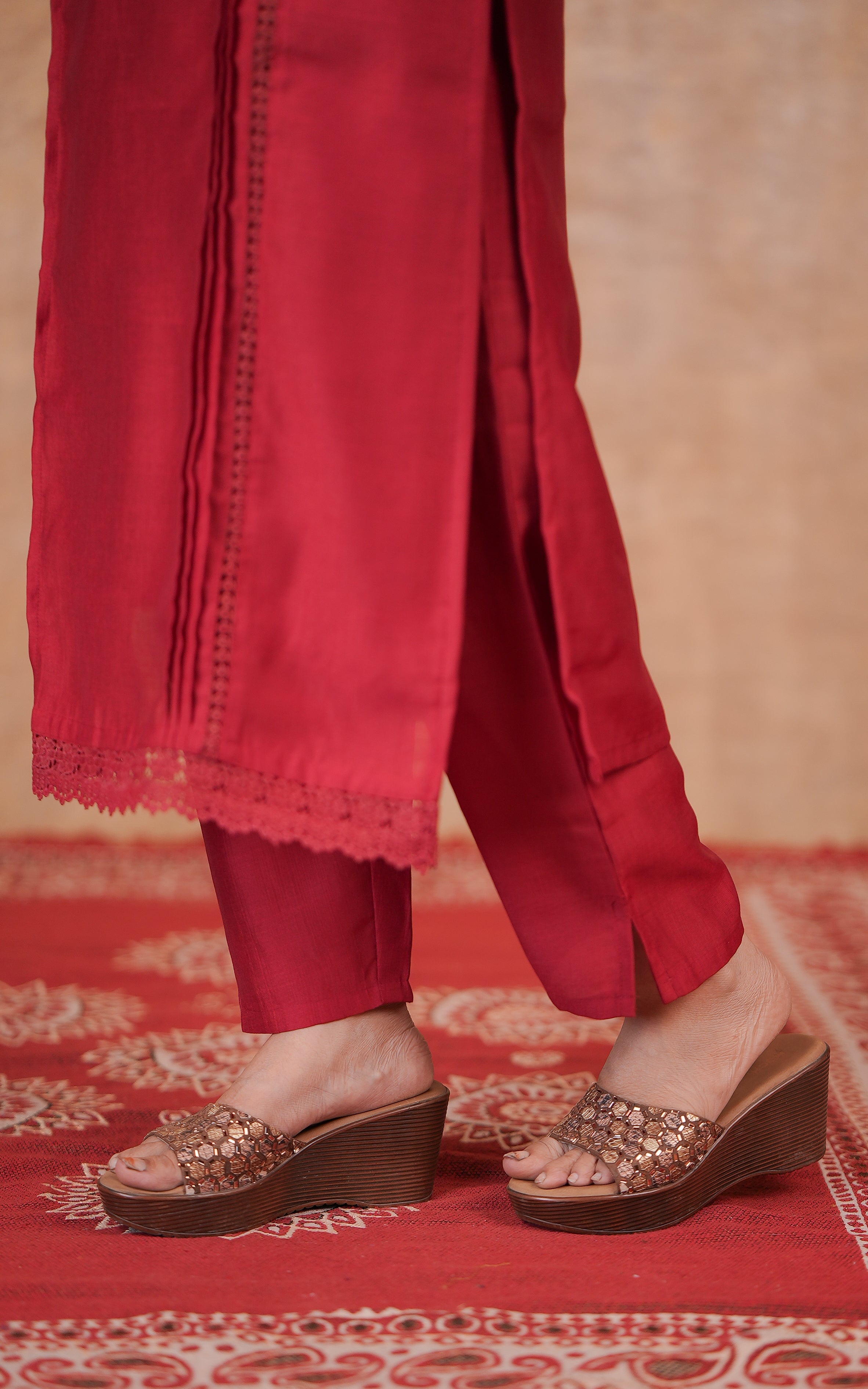 Festive Wear Semi Silk Kurti Set For Women