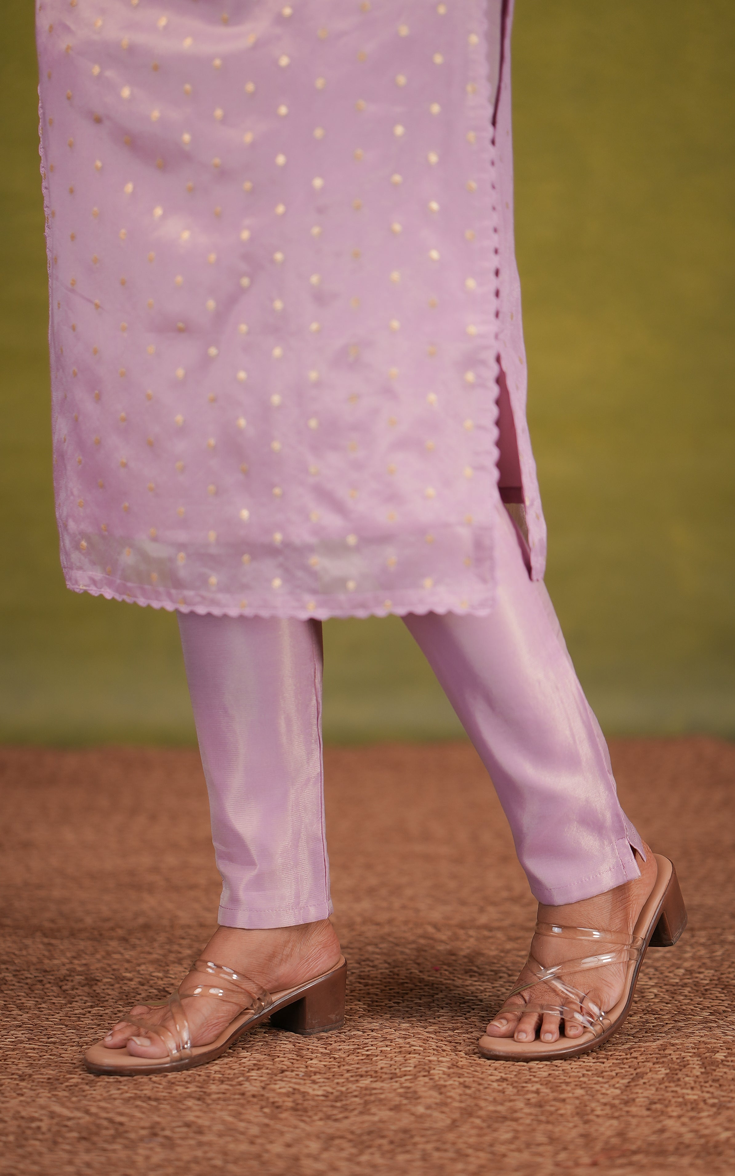 Festive wear pink art silk kurti set for women
