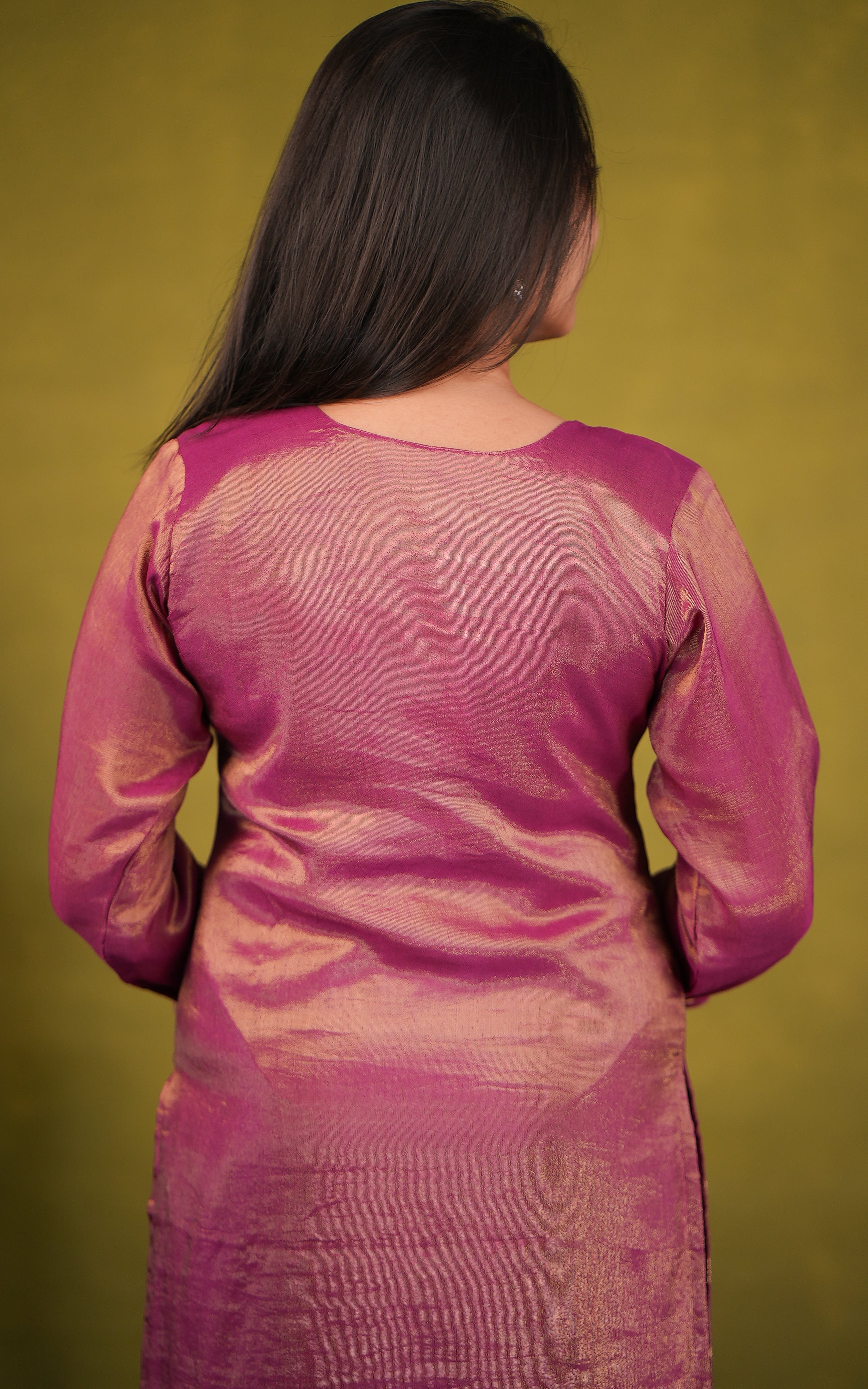 Festive wear magenta art silk kurti set for women