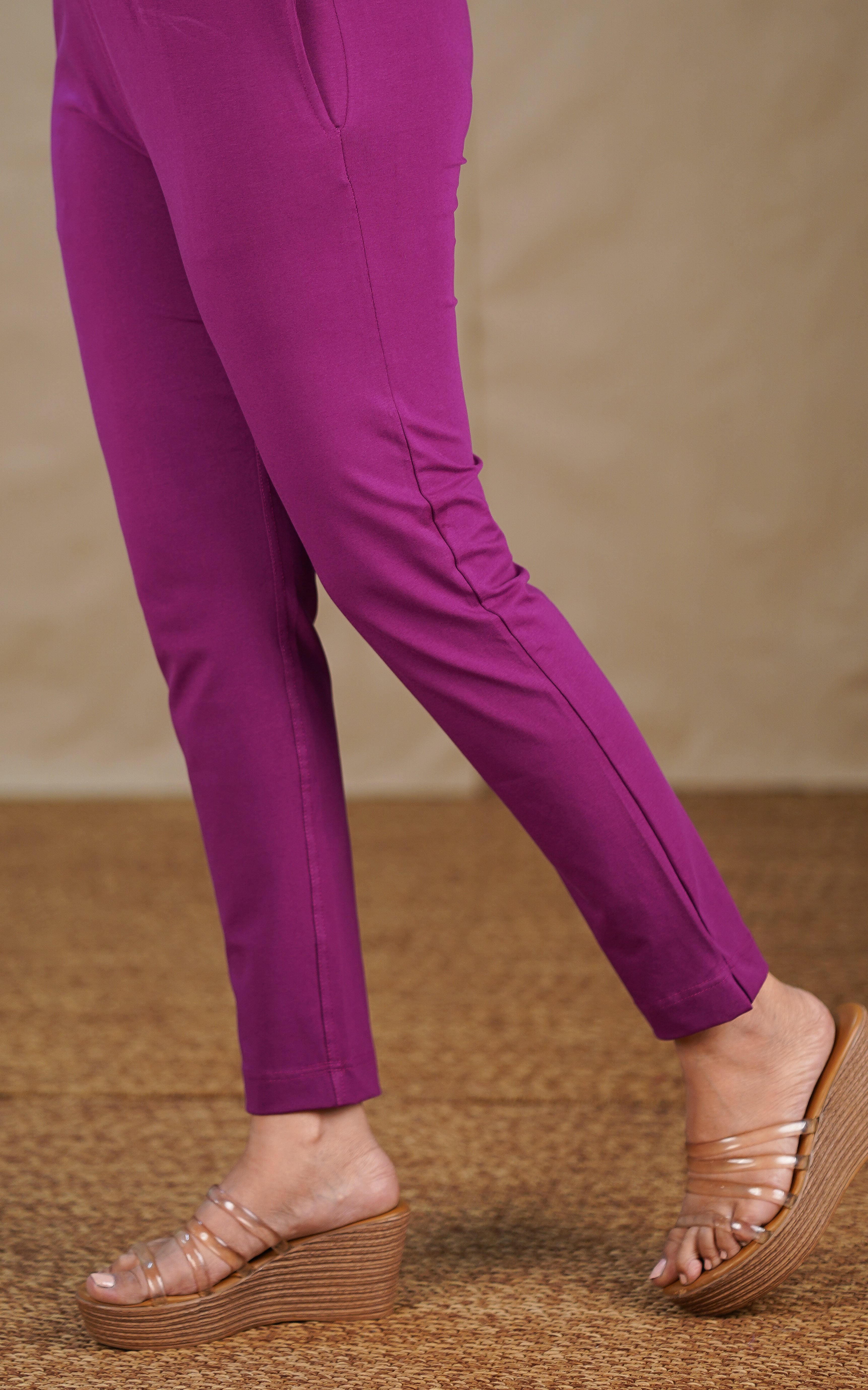Straight Fit Stretchable Pant Purple