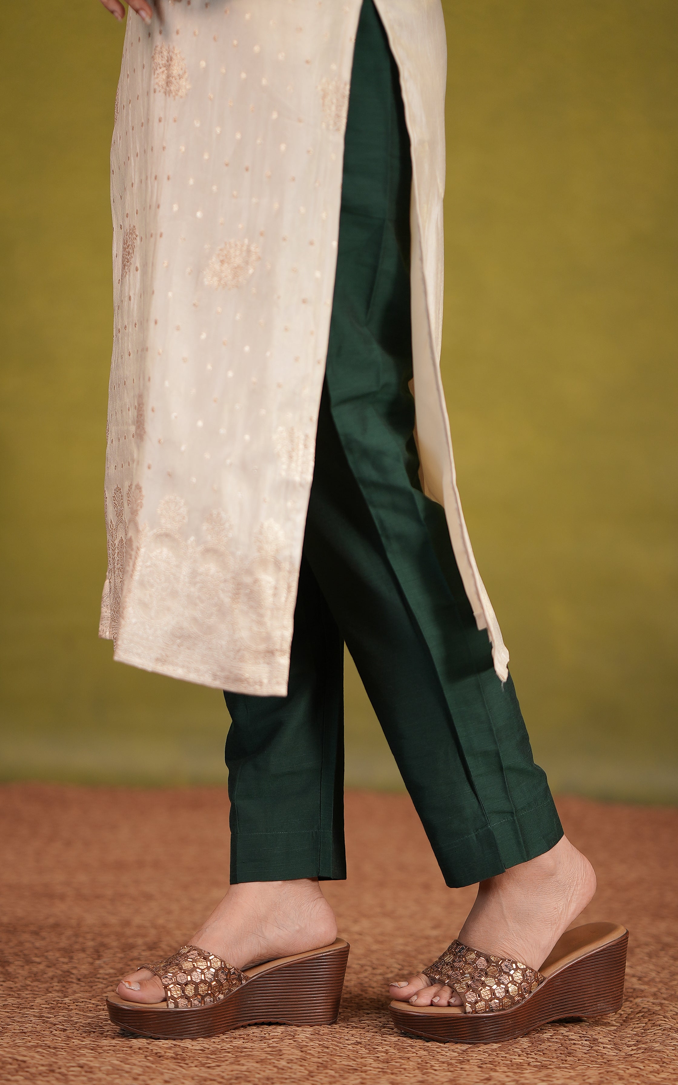 Office wear art silk straight cut kurti for women