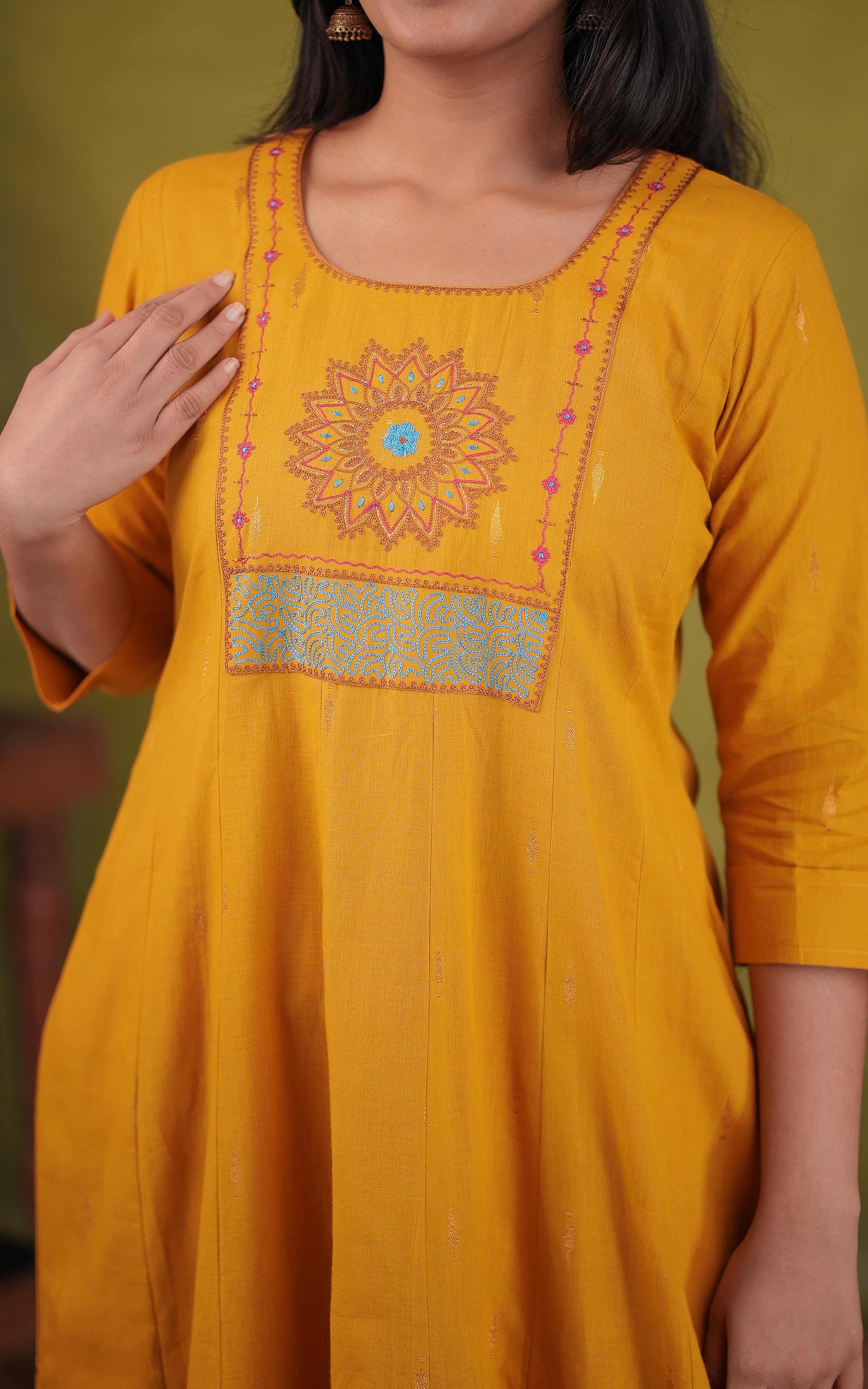 Office wear cotton embroidered kurti for women