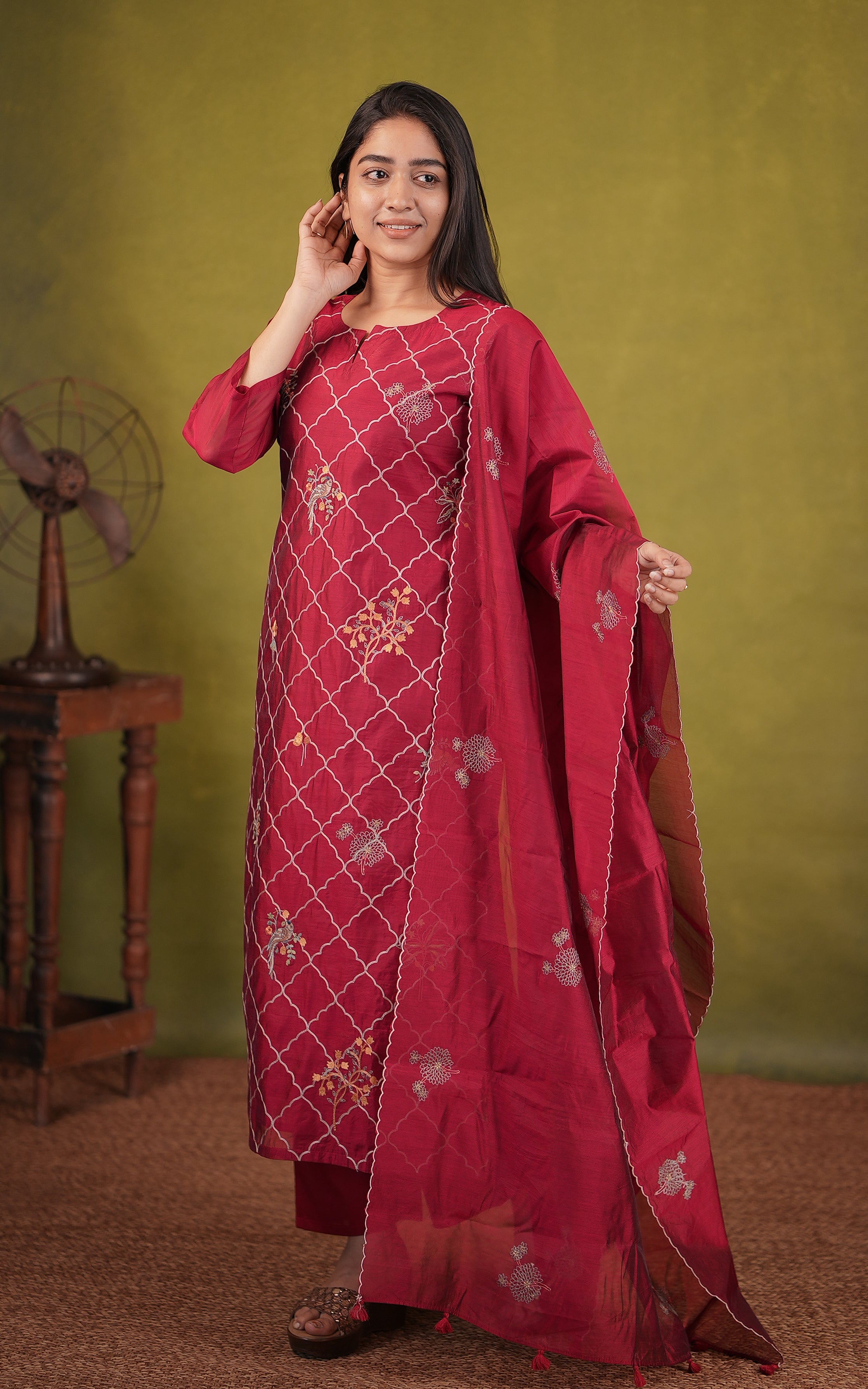 Round Neck With Front Slit Detail