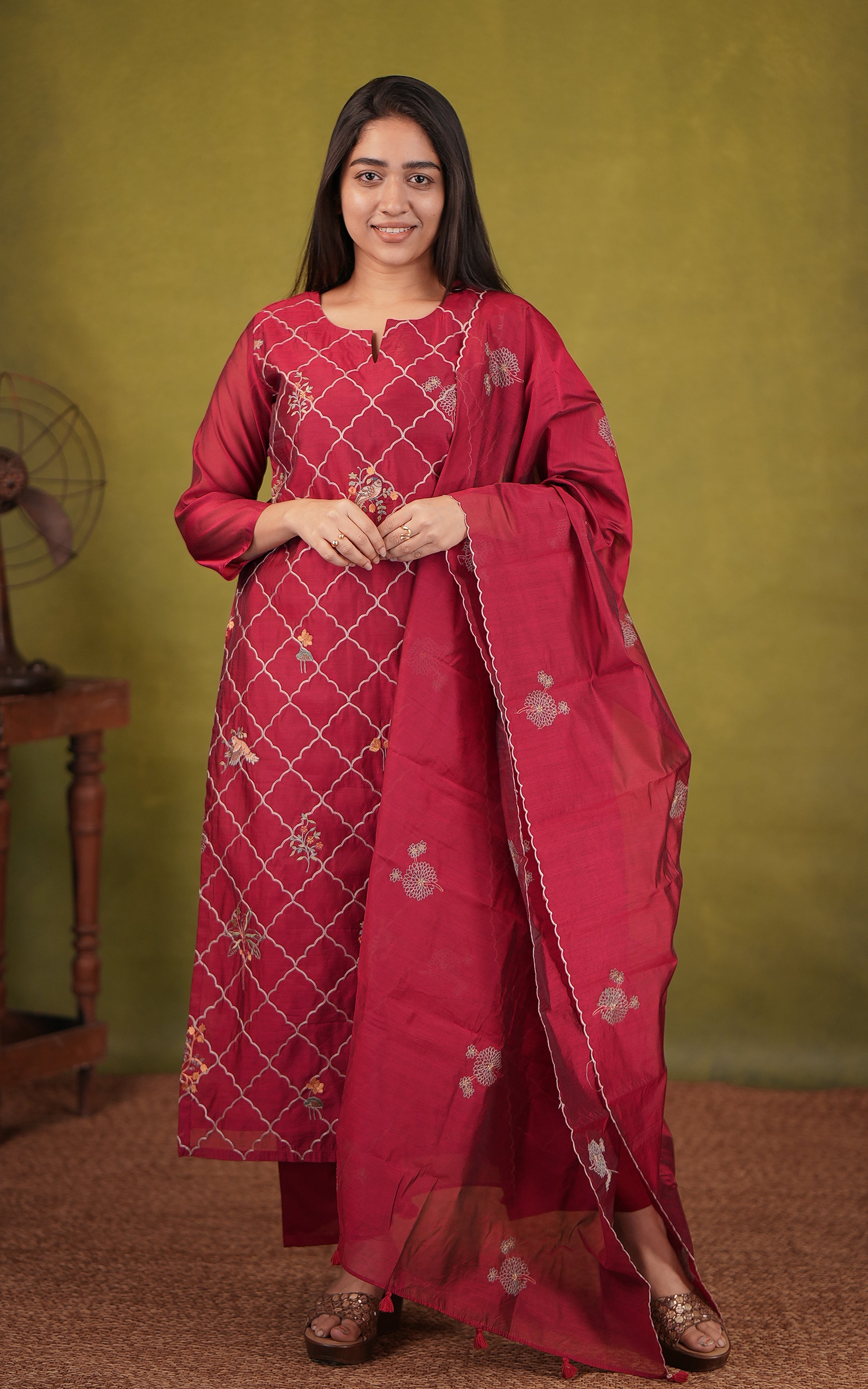  Straight Cut  kurti with 3/4 sleeves