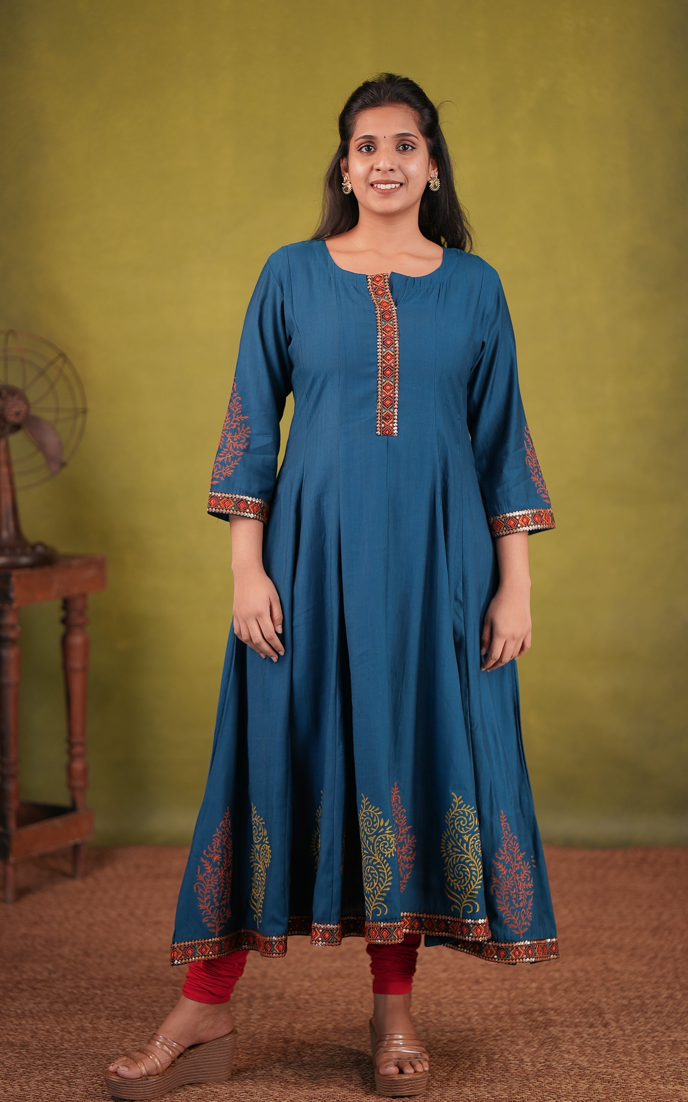 Cotton long anarkali kurti for women