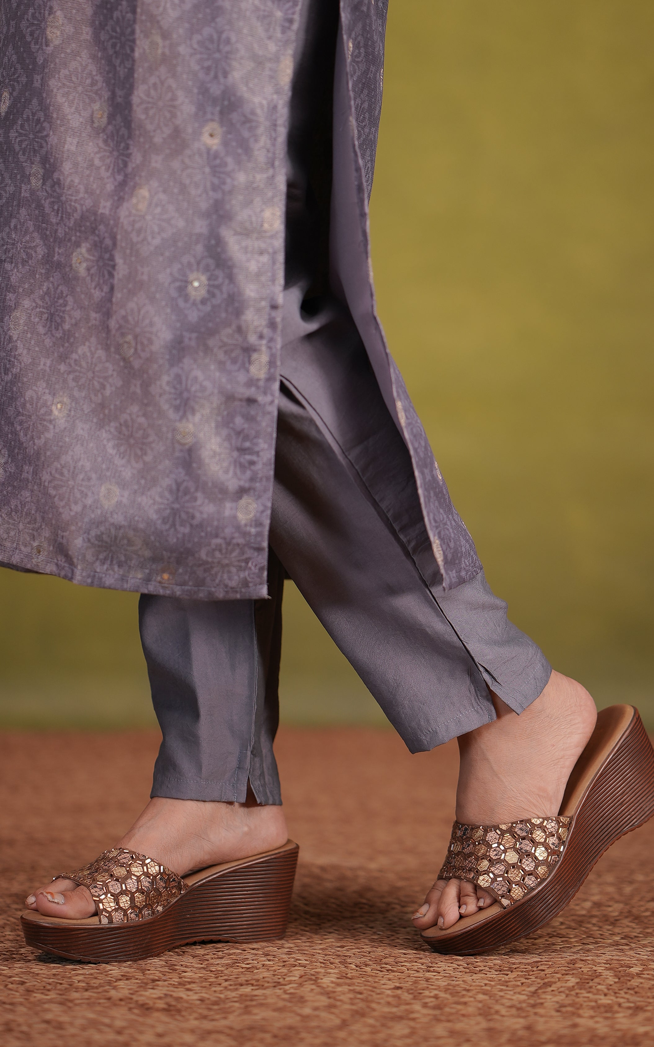 Traditional pastel purple chanderi kurti for women