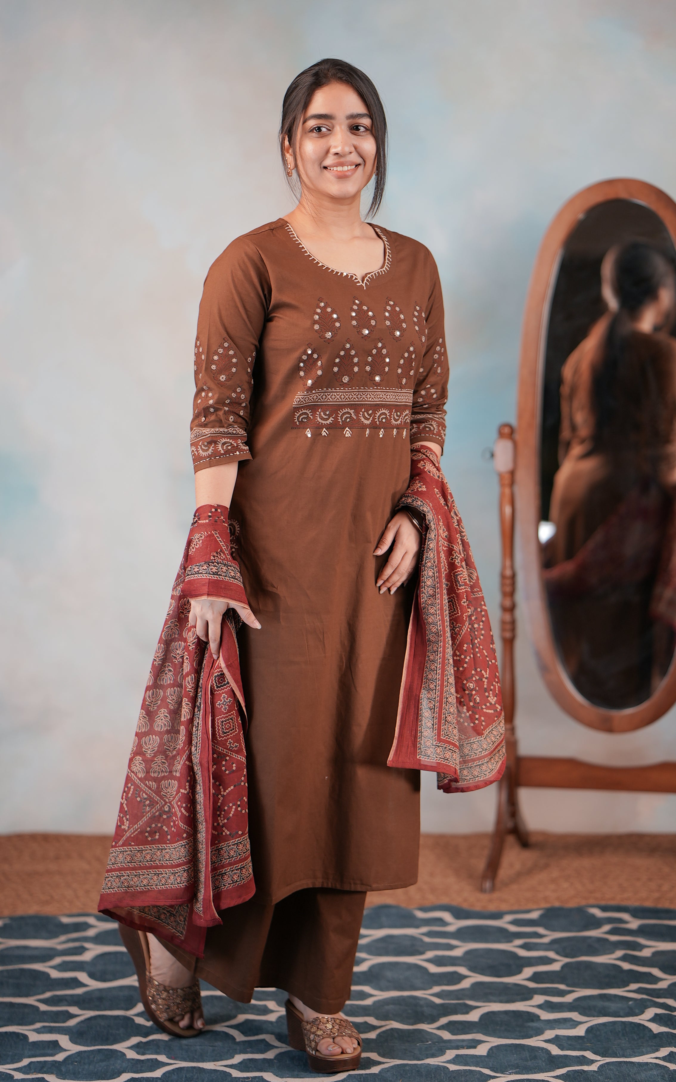 Cotton straight cut kurti sets 