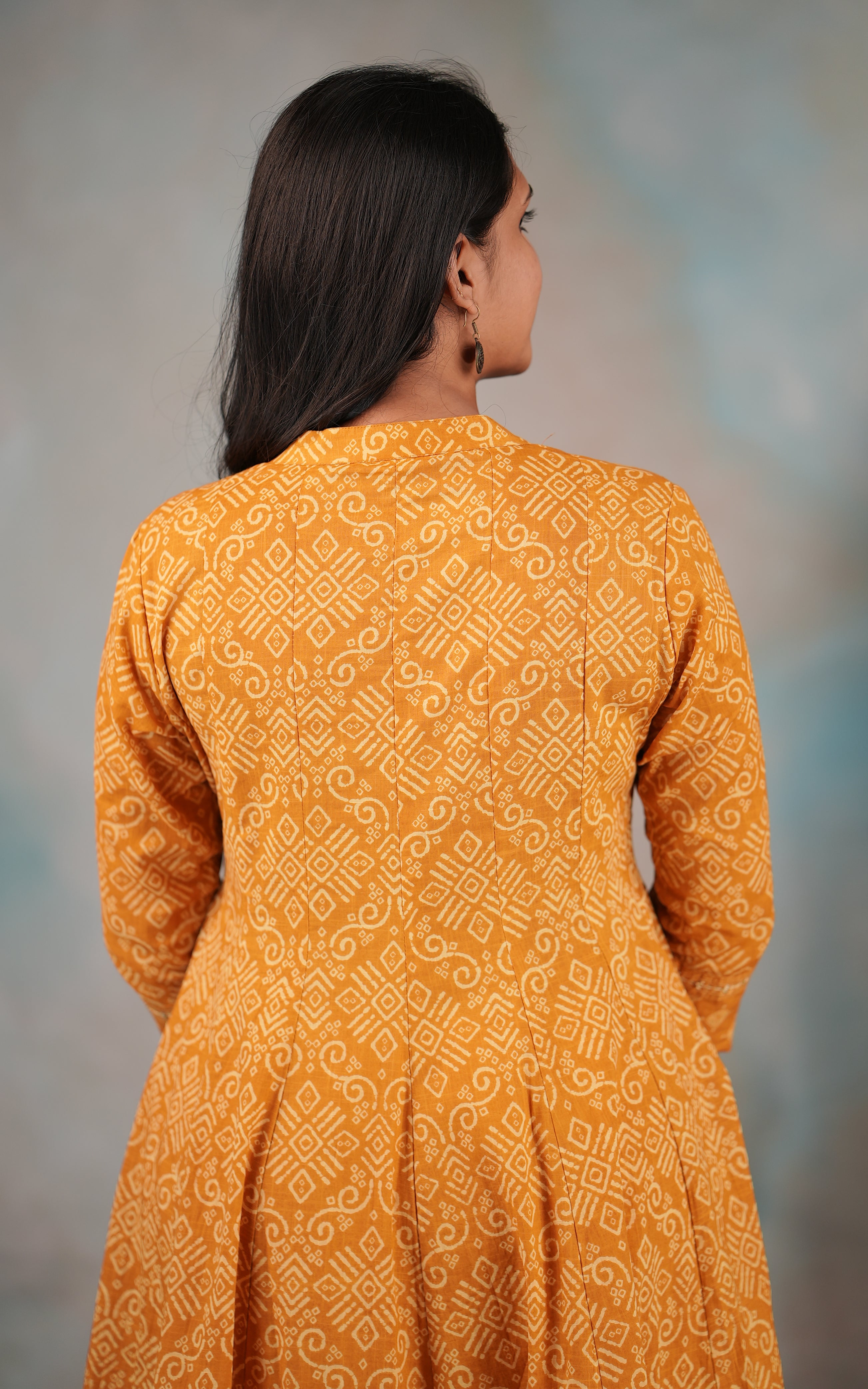 Festive Wear Mustard Yellow Cotton Anarkali For Women