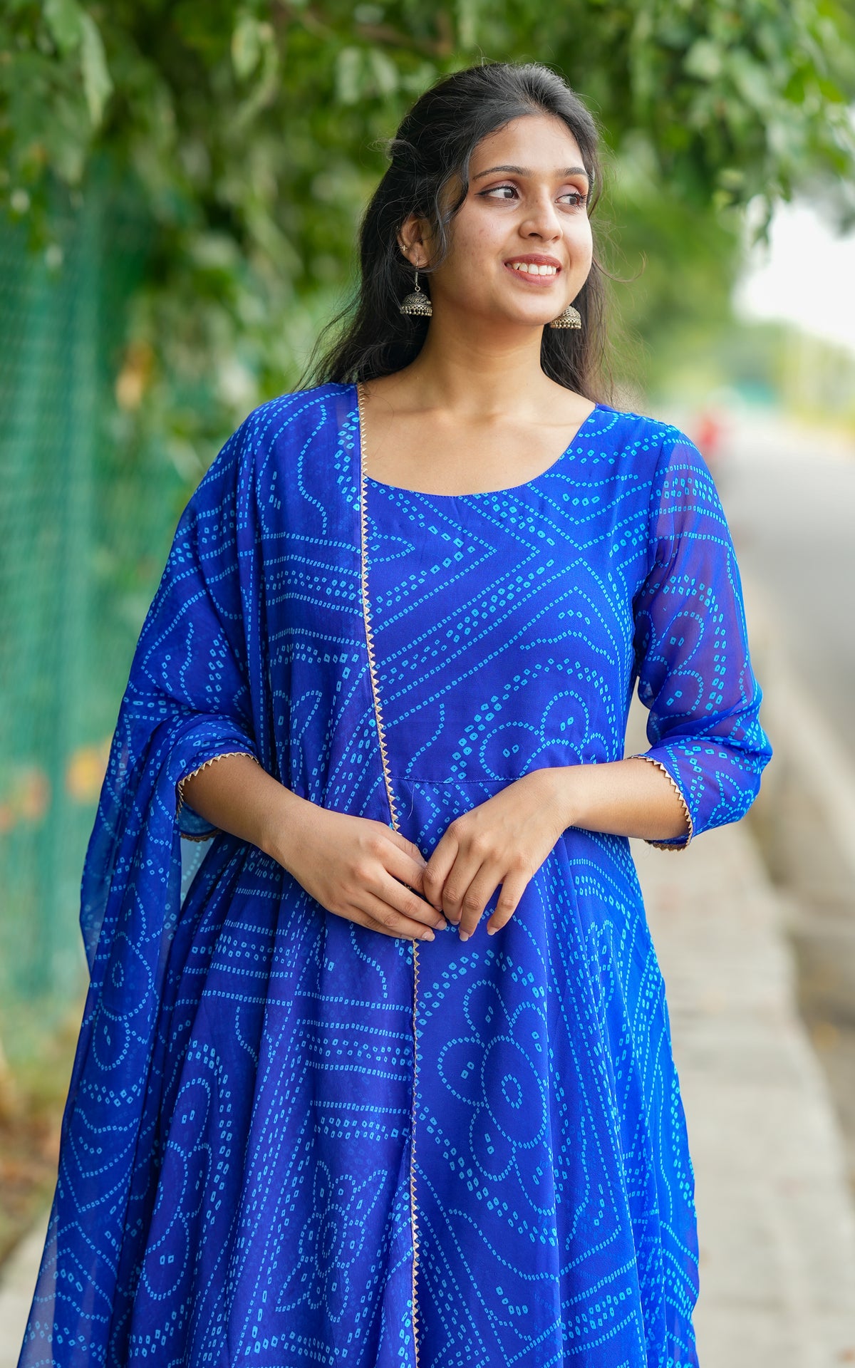 Pon Tharigai Royal Blue (Kurti+Dupatta)