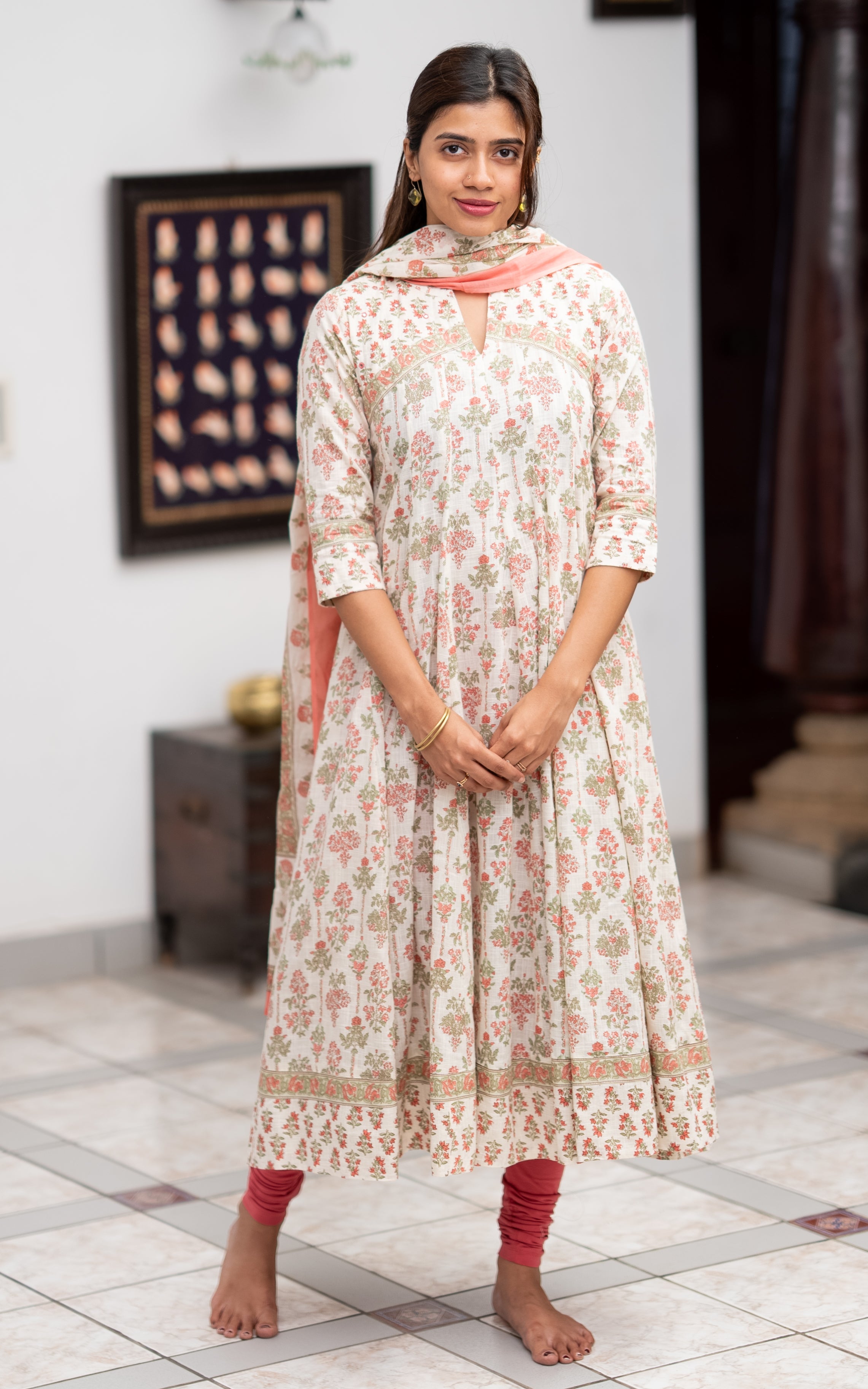 Atharvina Peach (Kurti+Dupatta)