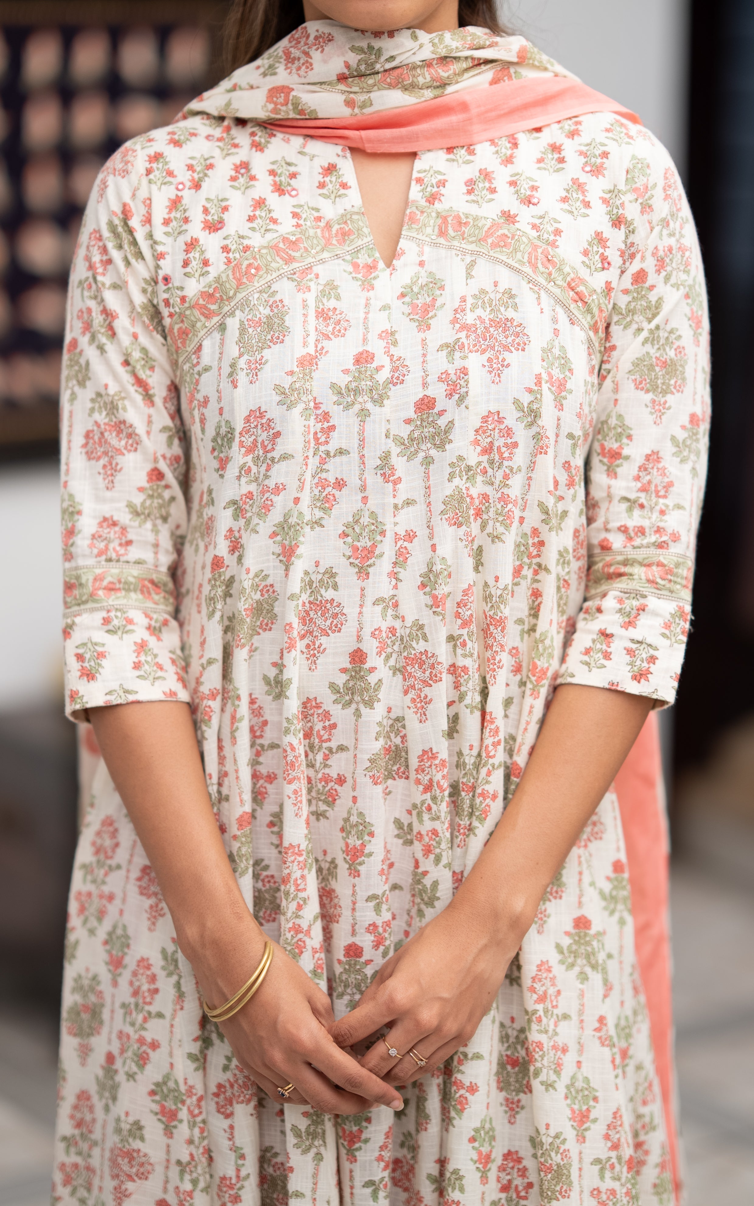Atharvina Peach (Kurti+Dupatta)