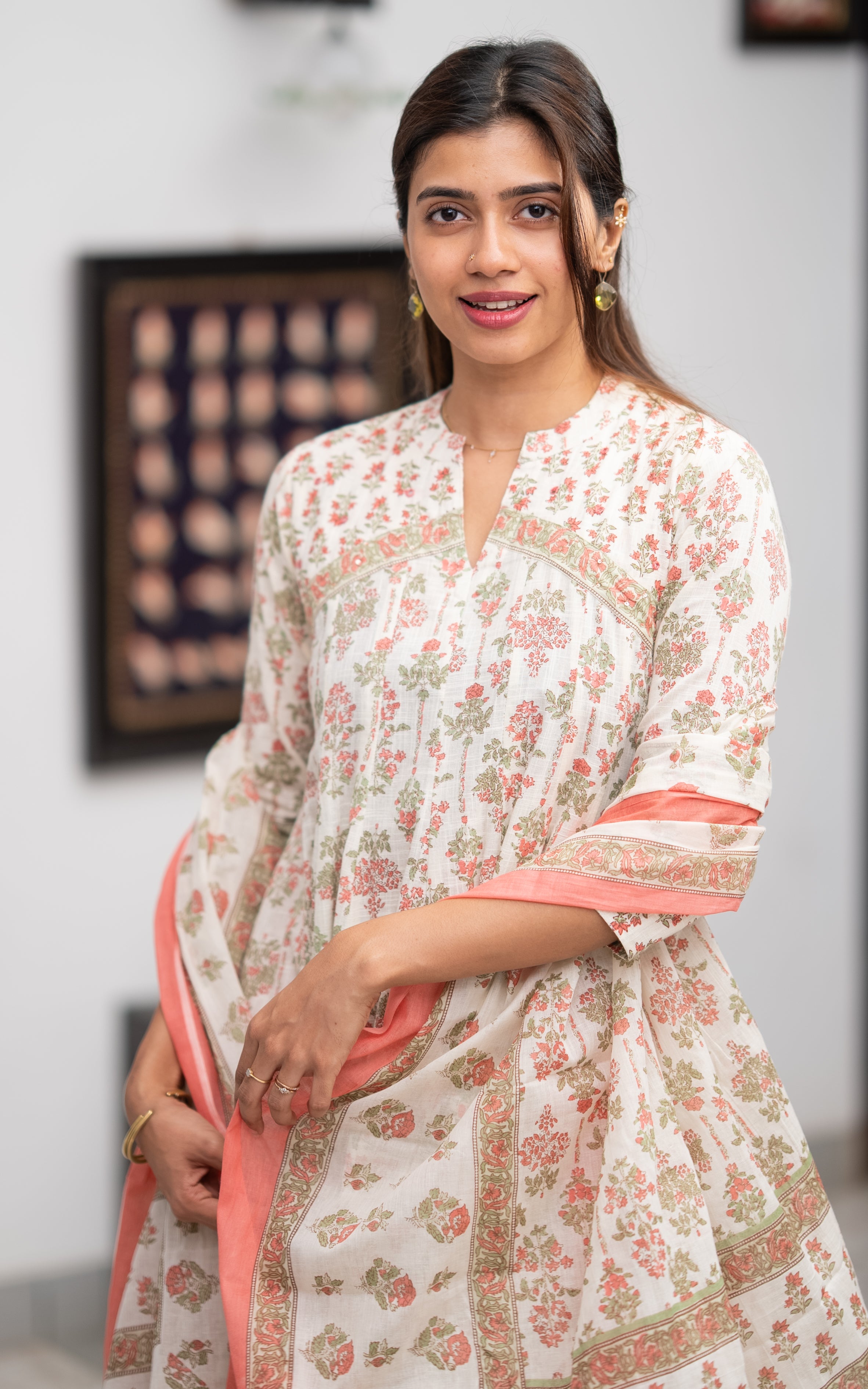 Atharvina Peach (Kurti+Dupatta)