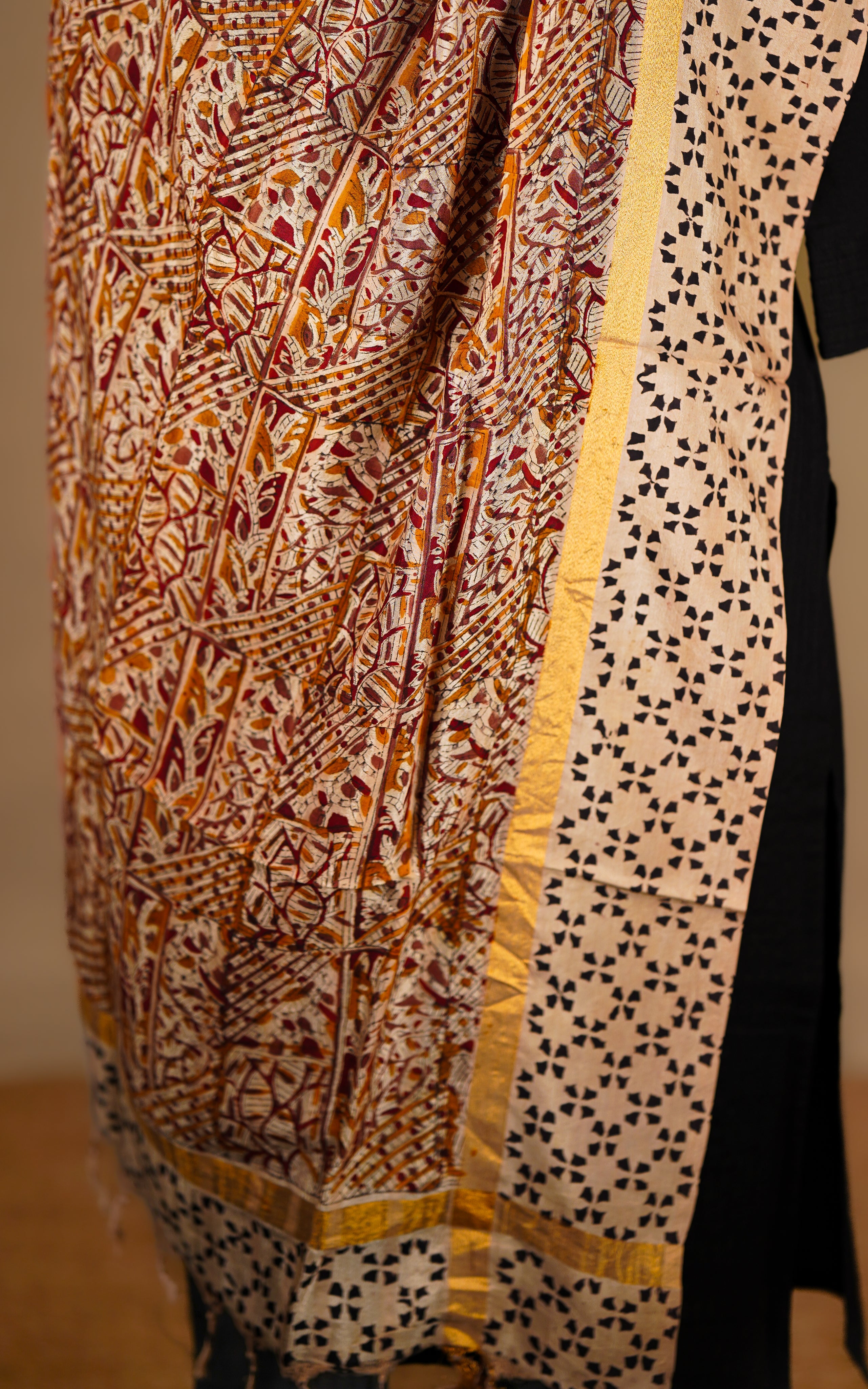 women's art silk kalamkari dupatta 
