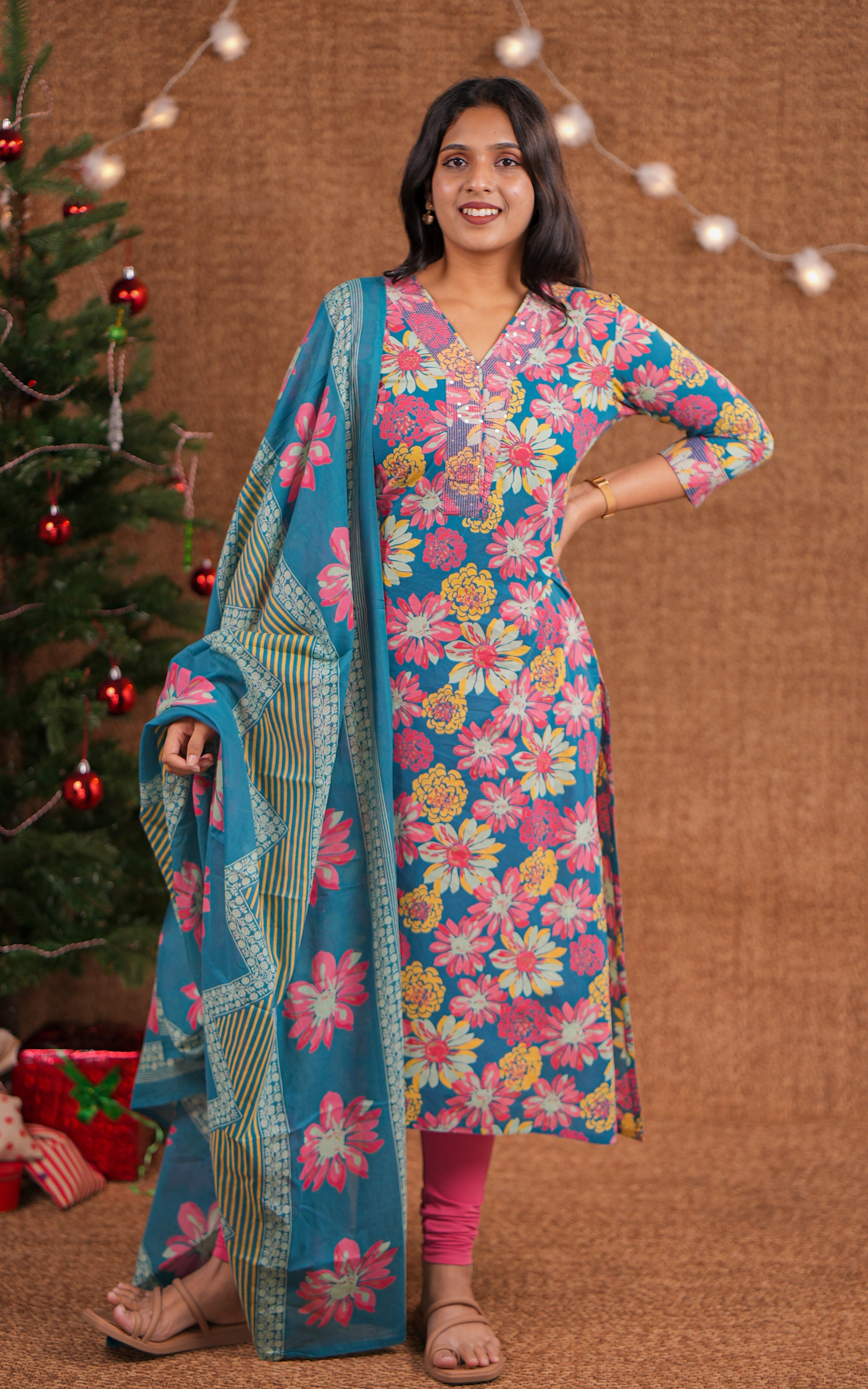 V-neck Aline kurti