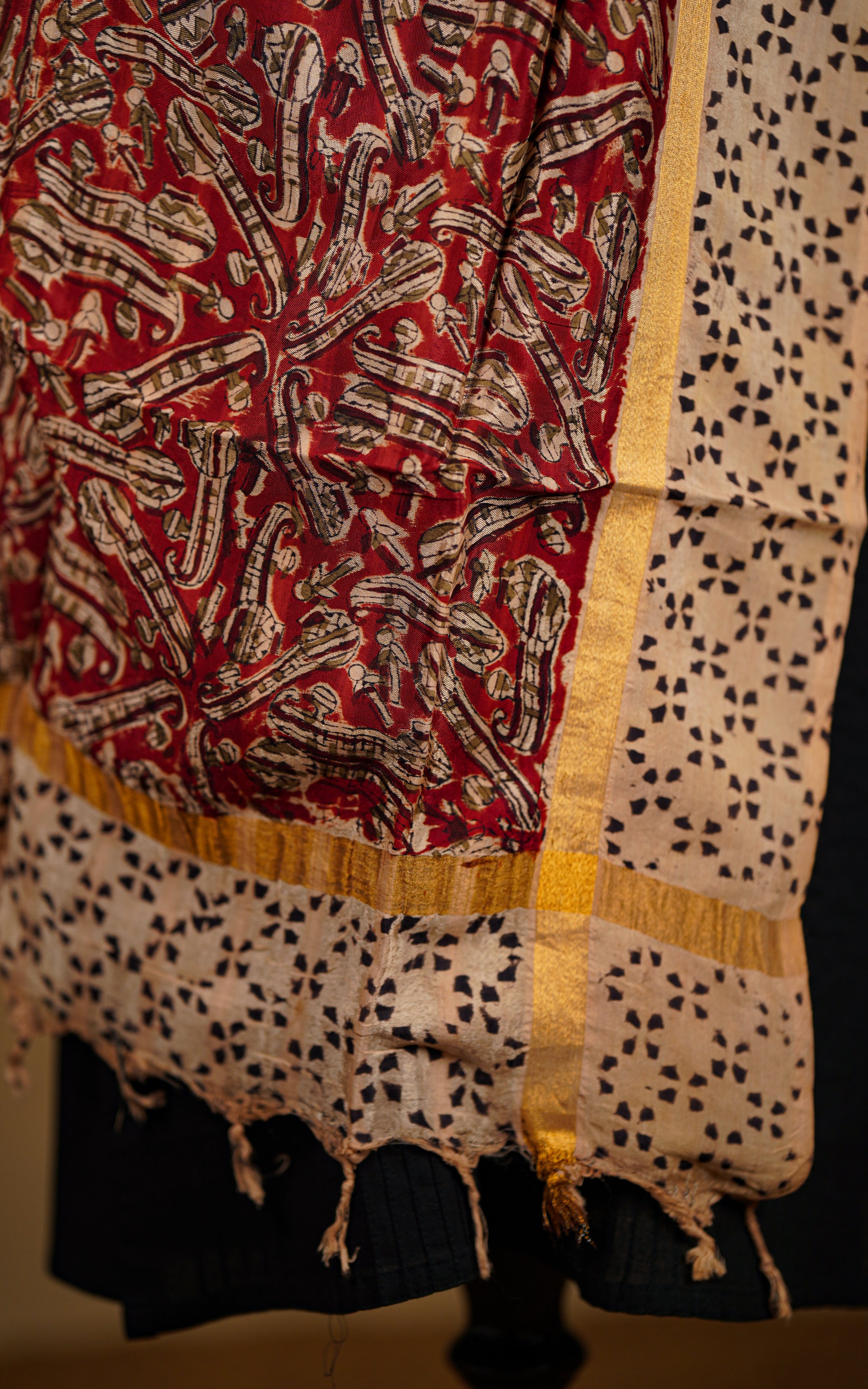 women's art silk kalamkari dupatta
