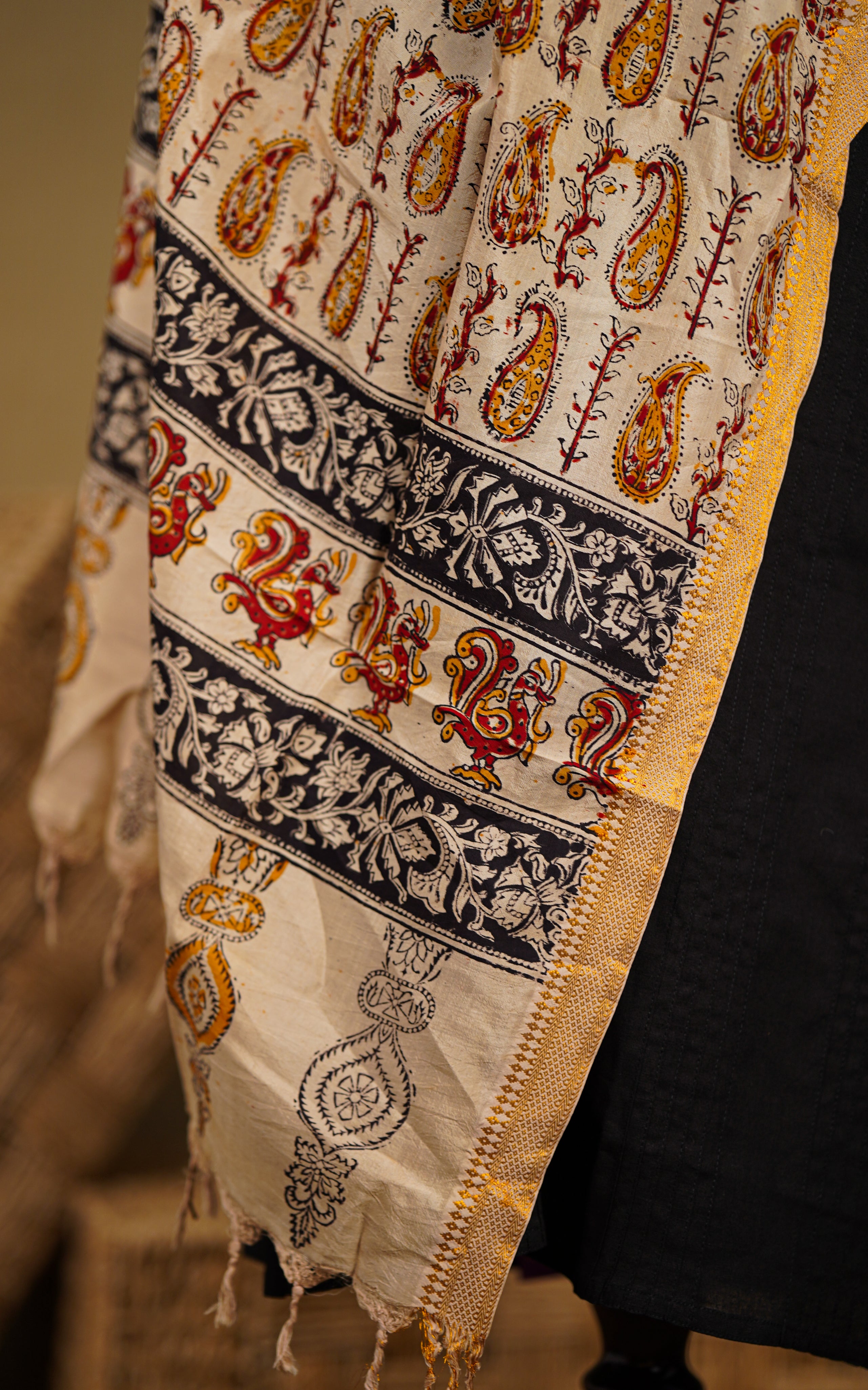 women's art silk kalmakri dupatta