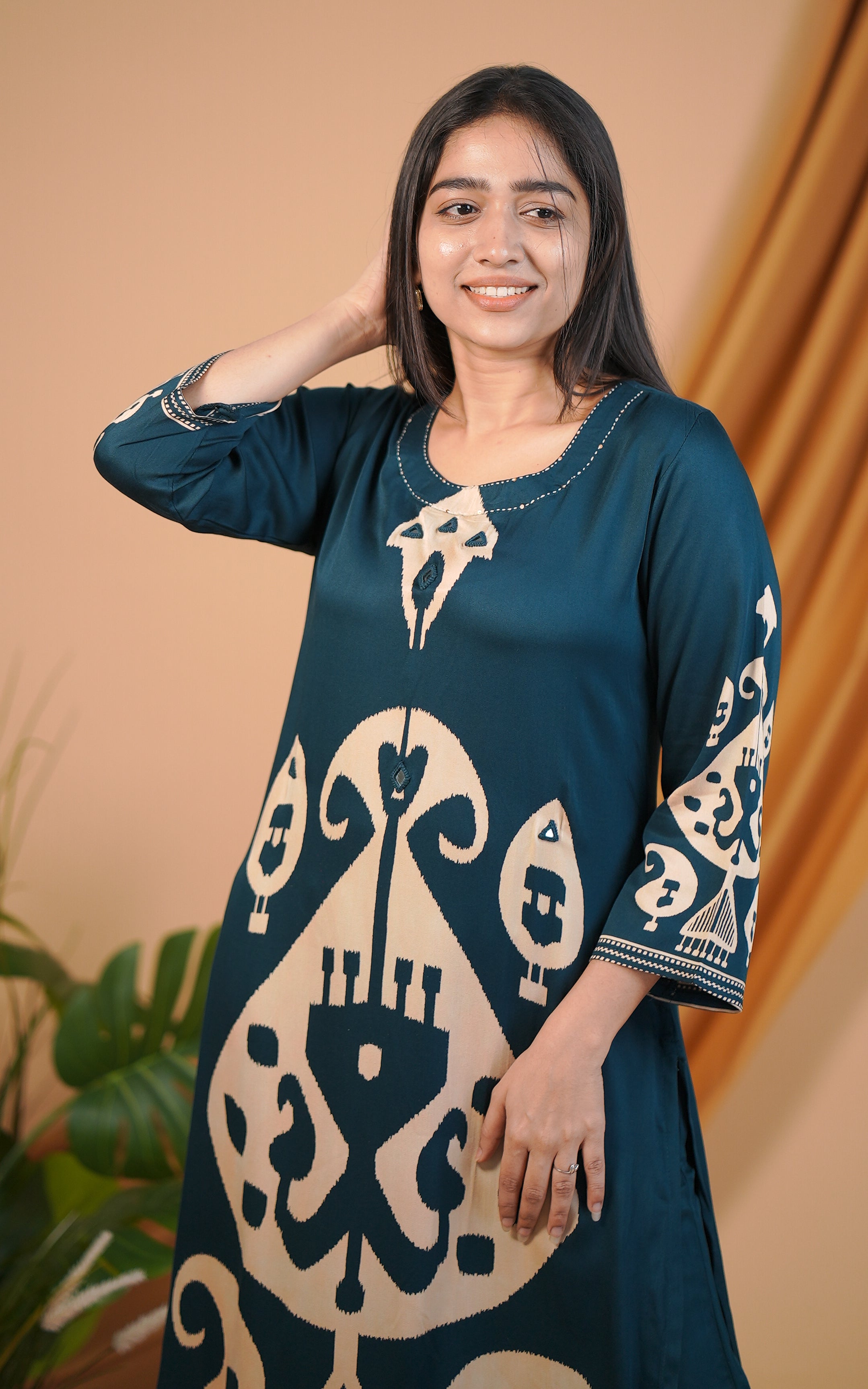 Daily wear breathable silky rayon kurti set