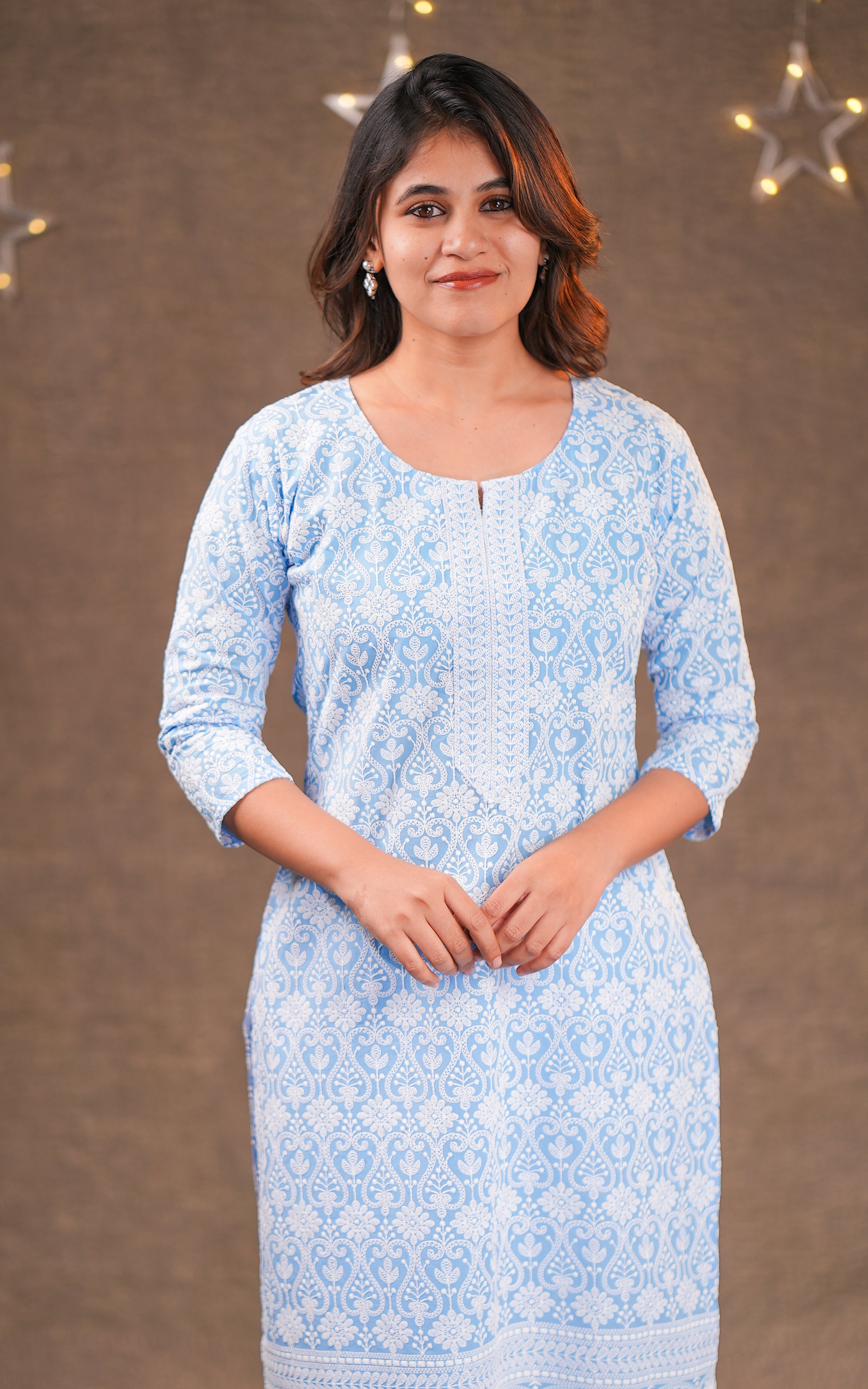 Chikankari Embroidered Straight Cut Kurti