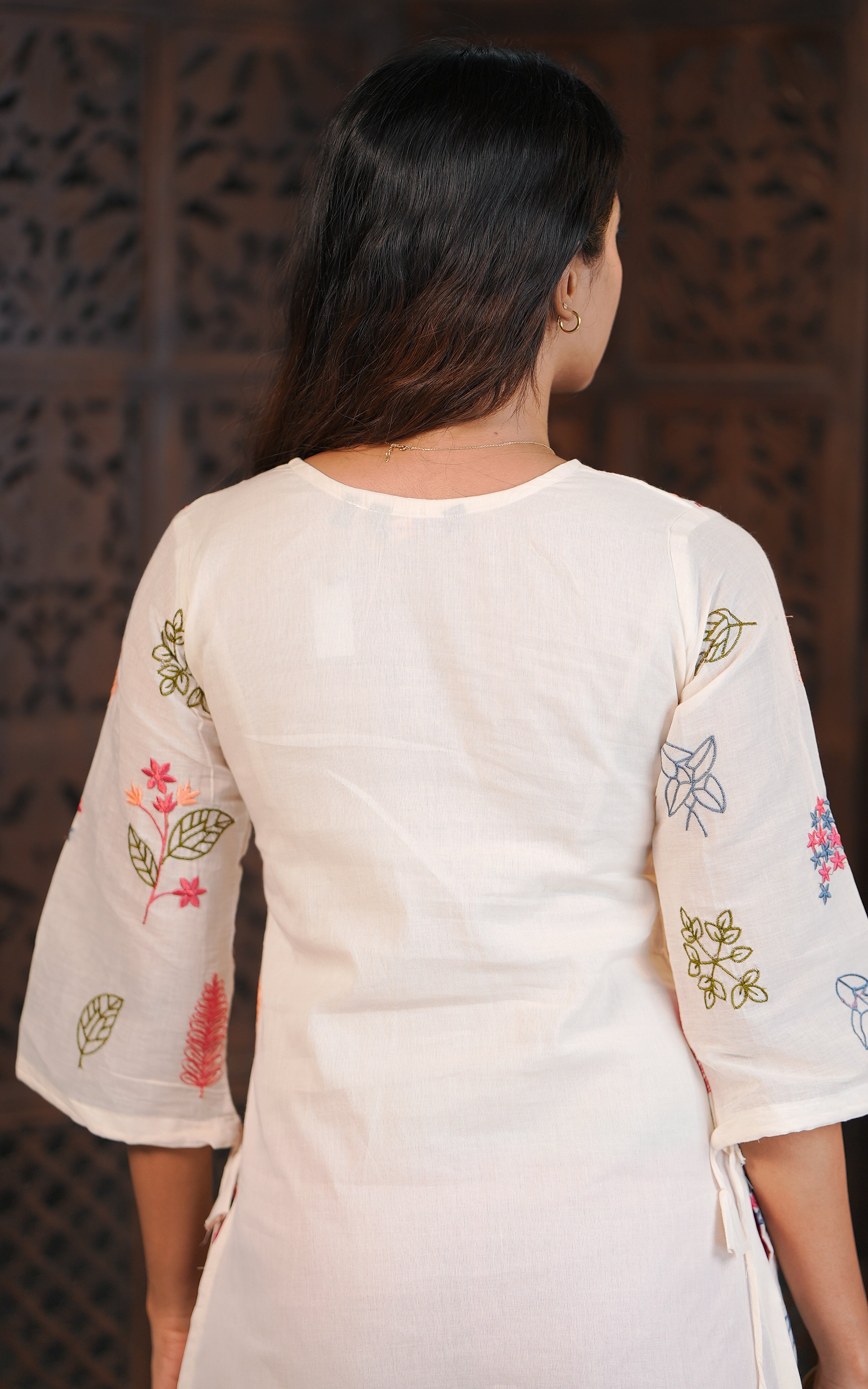 Art silk kurti with embroidered dupatta for women