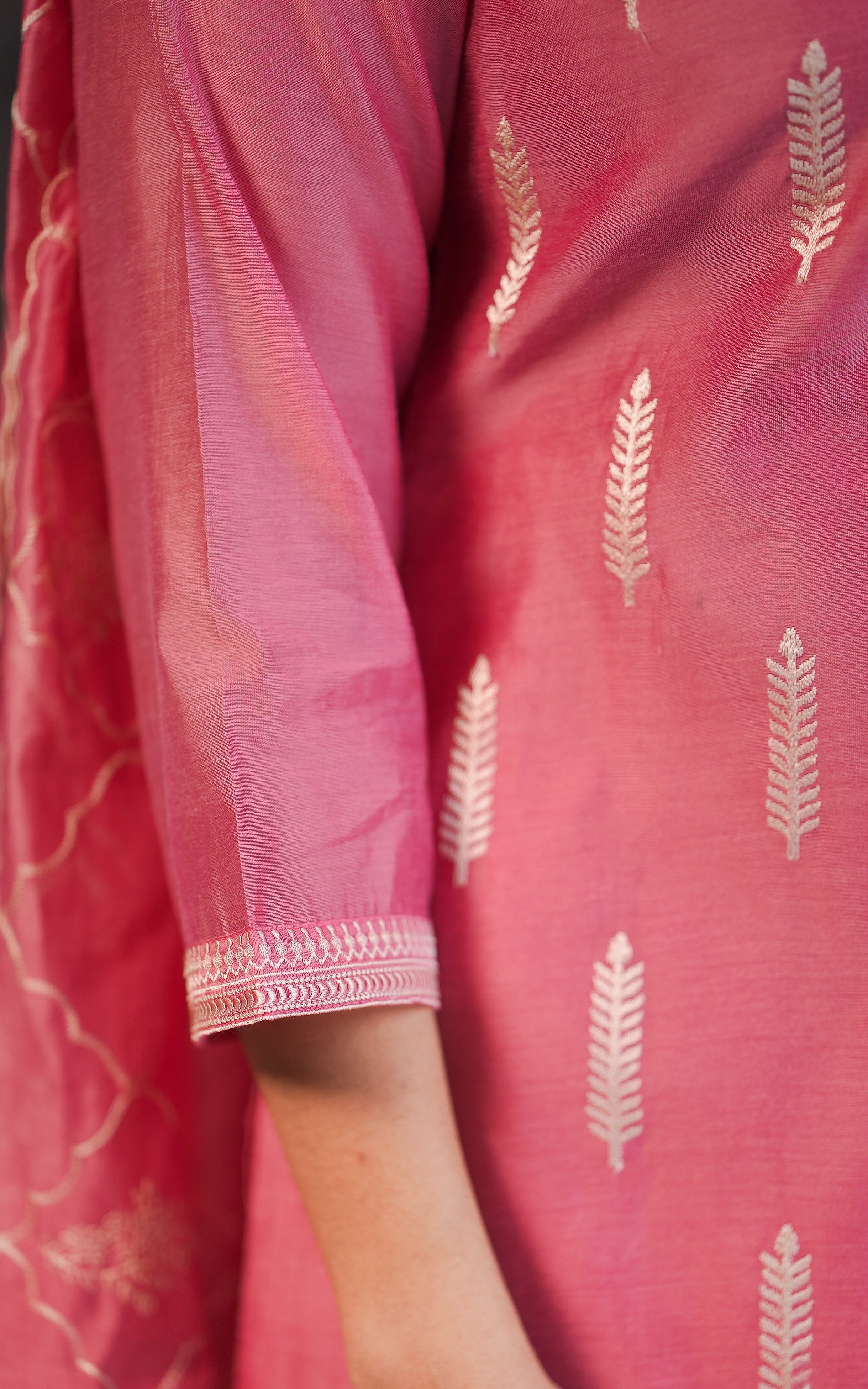 Coral pink straight cut kurti for women