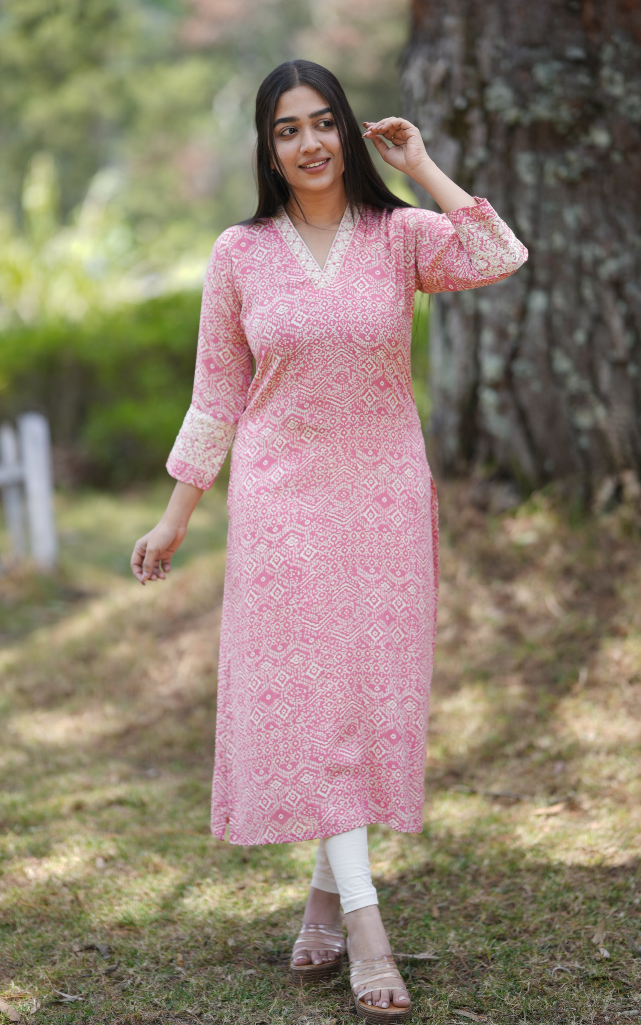 v neck kurti with embroidery 